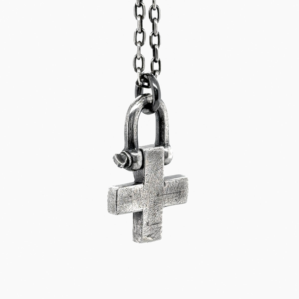 Brutalist Greek Cross Necklace in Sterling Silver