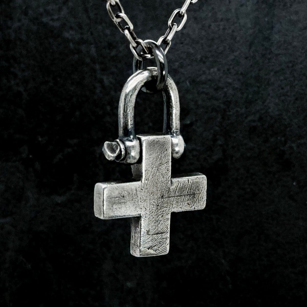Brutalist Greek Cross Necklace in Sterling Silver