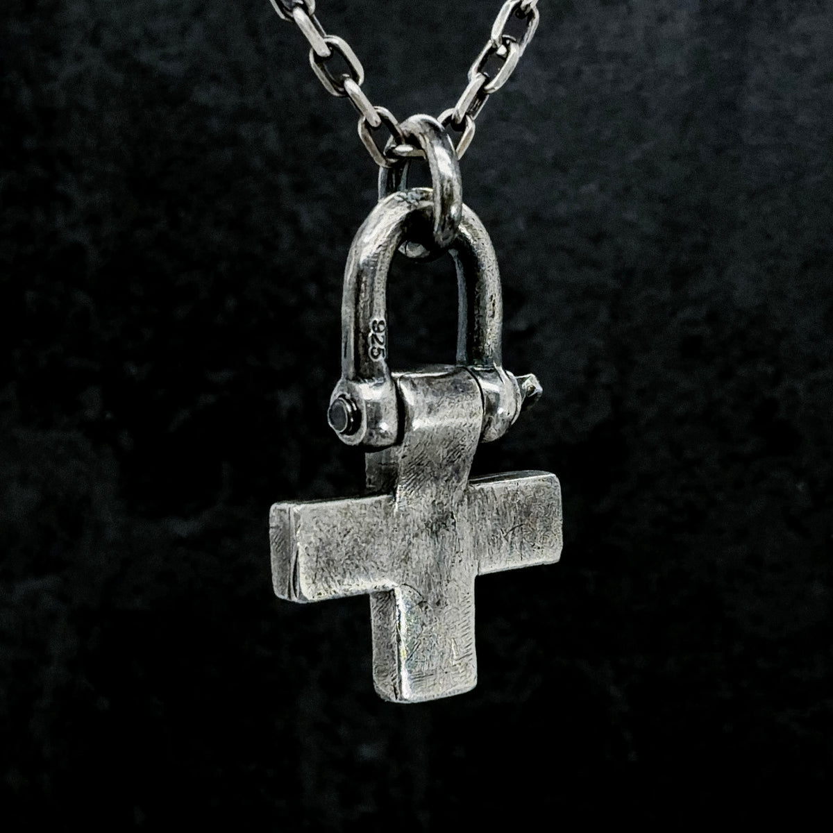 Brutalist Greek Cross Necklace in Sterling Silver