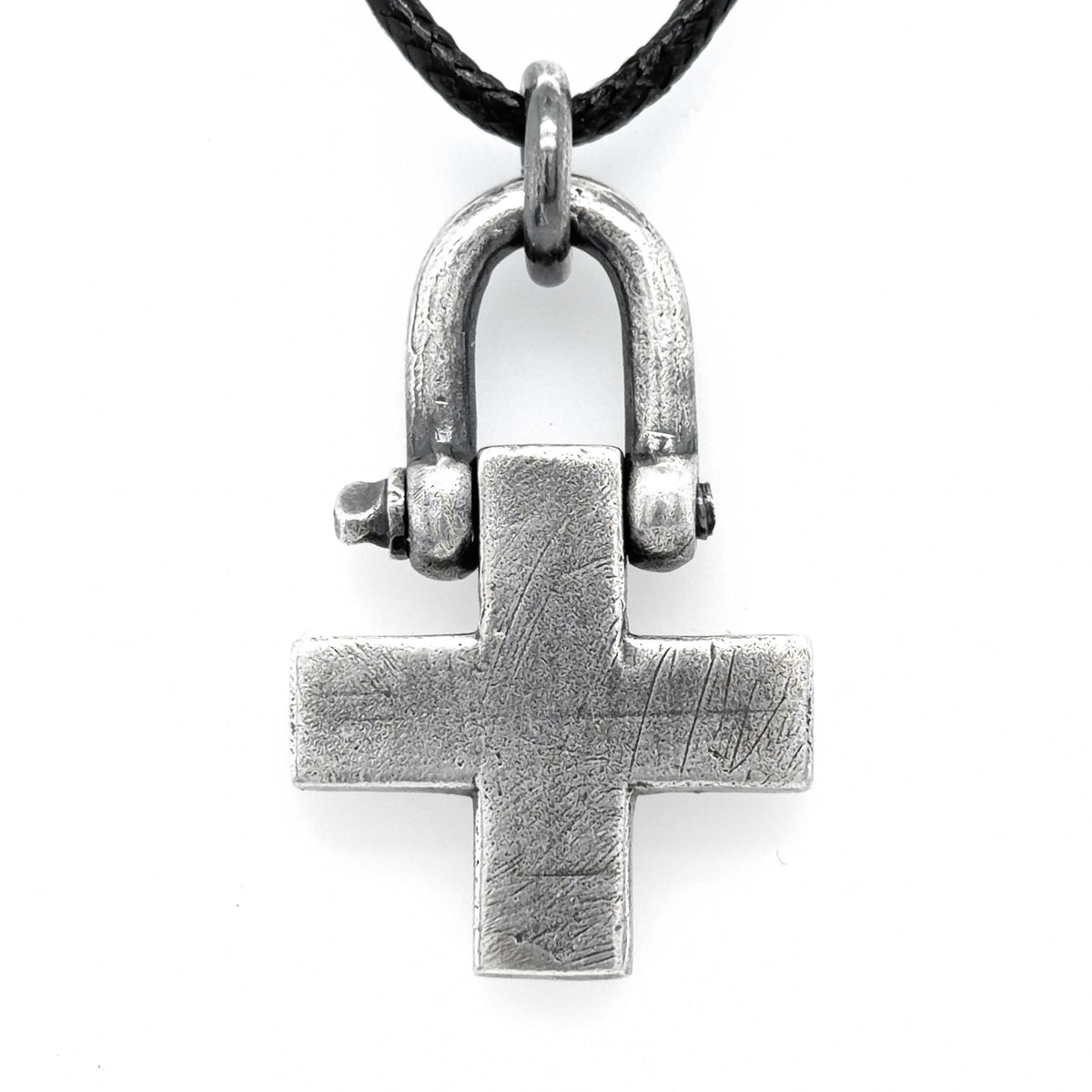 Brutalist Greek Cross Necklace in Sterling Silver