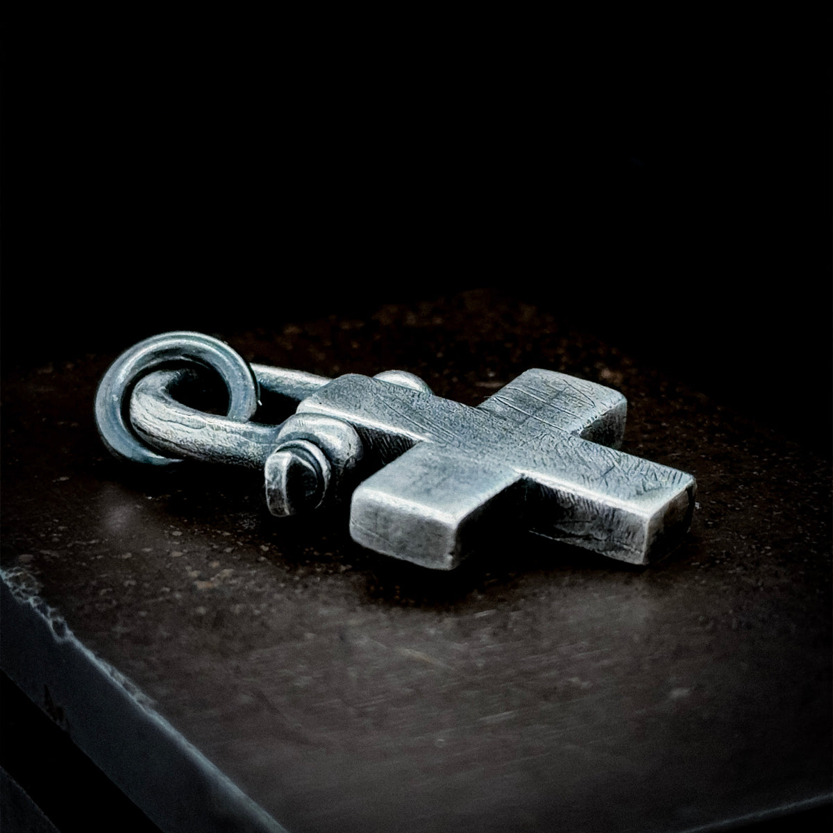 Brutalist Greek Cross Necklace in Sterling Silver