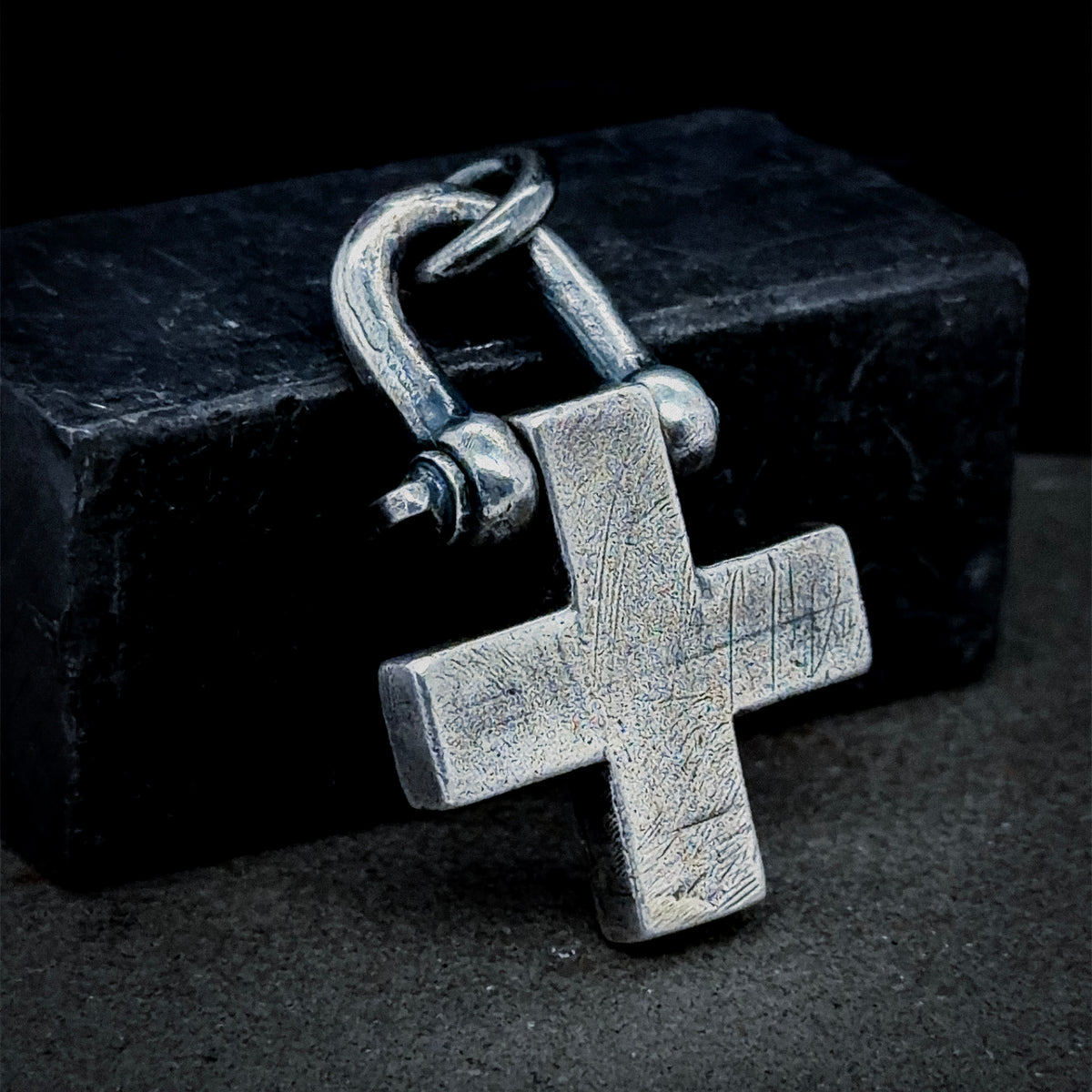 Brutalist Greek Cross Necklace in Sterling Silver