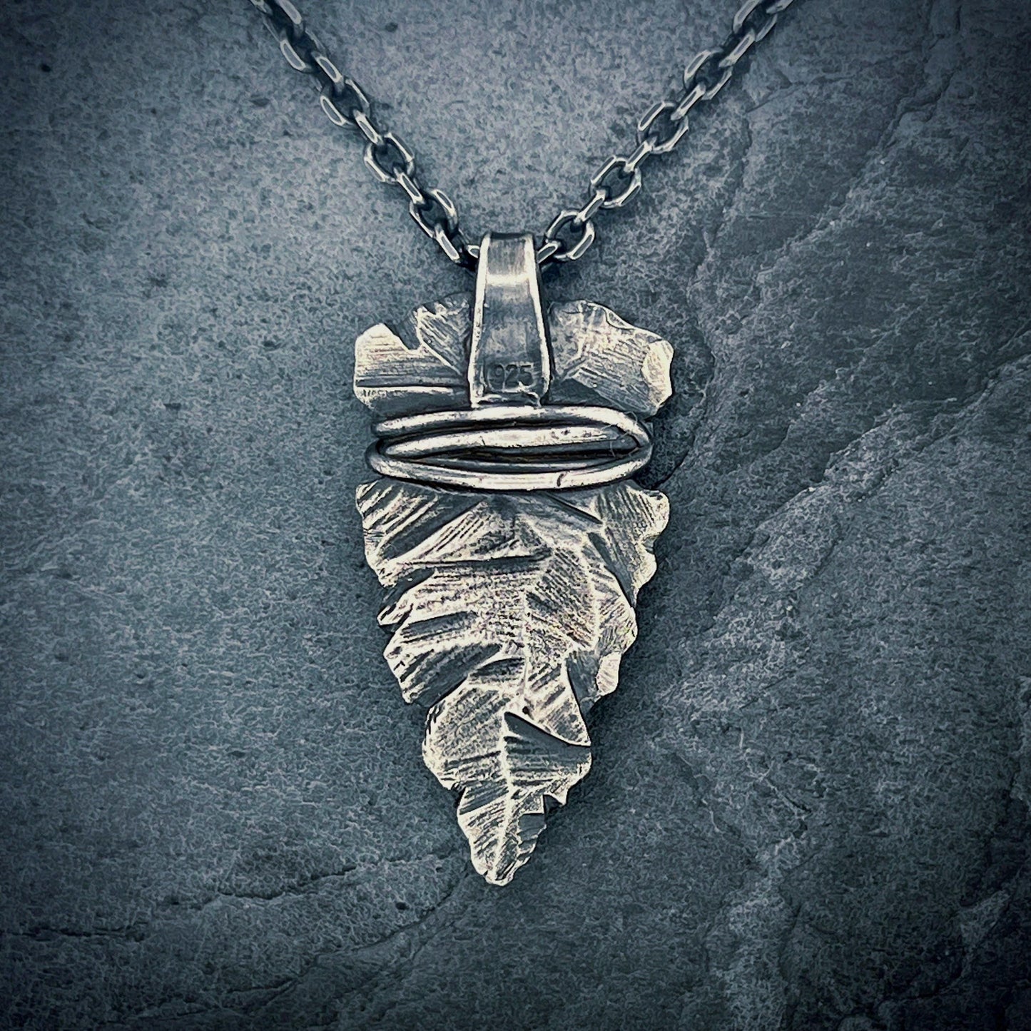 Sterling Silver Arrowhead Necklace: Hand Carved Native American Peace Symbol Pendant