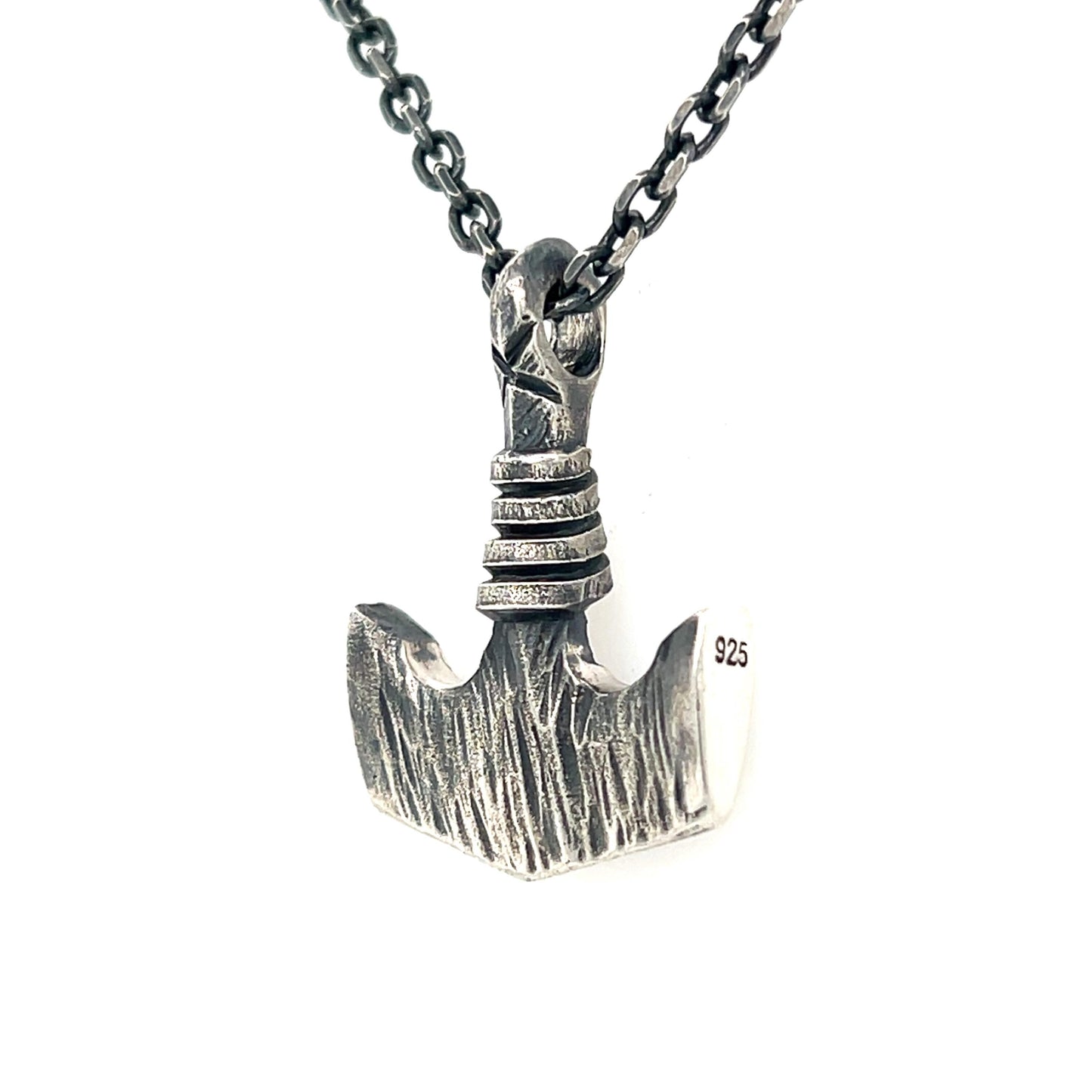 Hand Carved Sterling Silver Mjolnir Pendant - Thor's Hammer Necklace