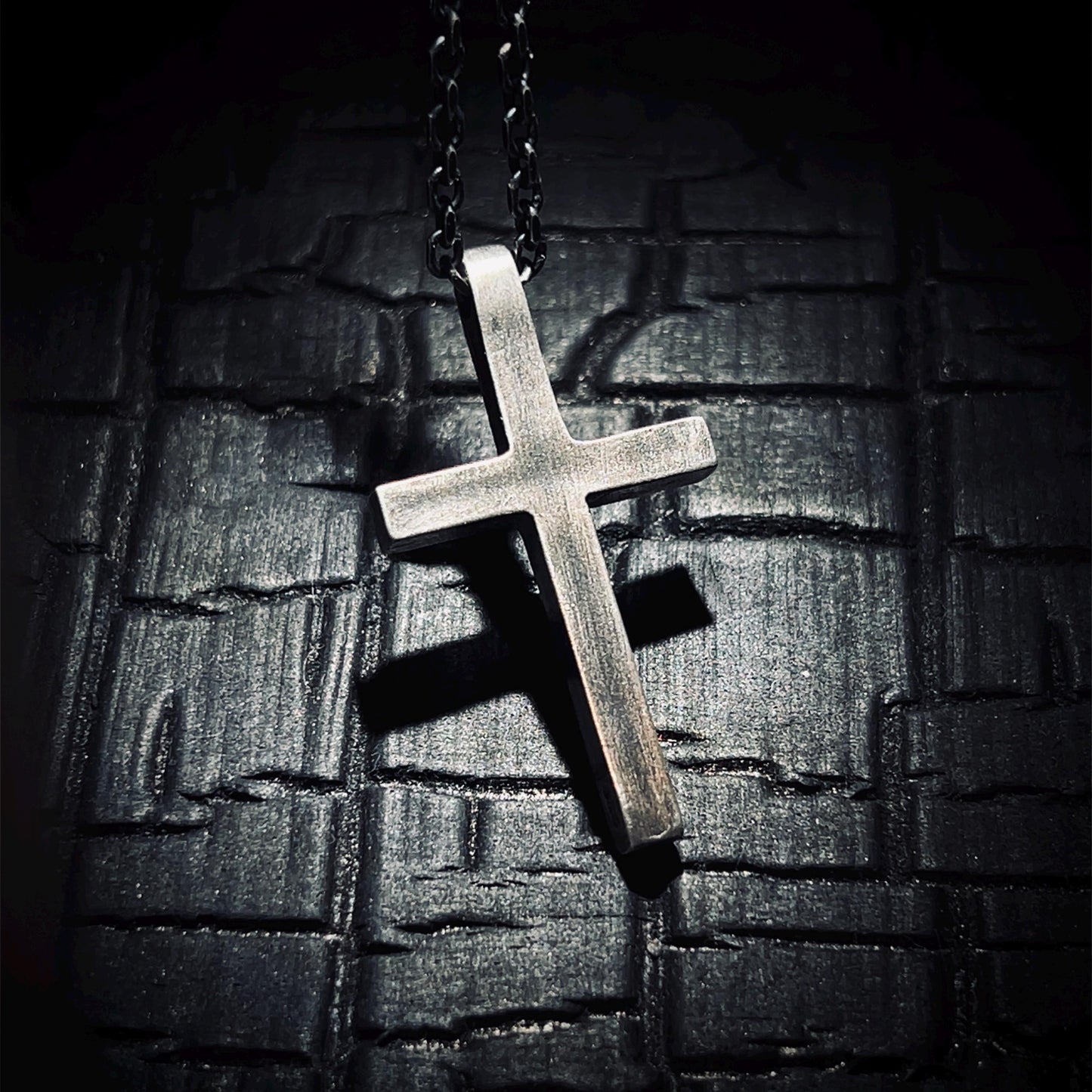 Oxidized Sterling Silver Cross Pendant - Minimalist Crucifix Necklace