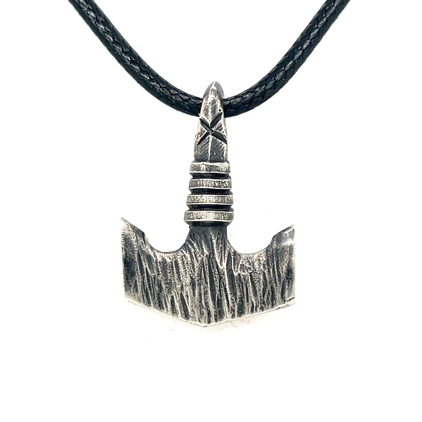 Hand Carved Sterling Silver Mjolnir Pendant - Thor's Hammer Necklace