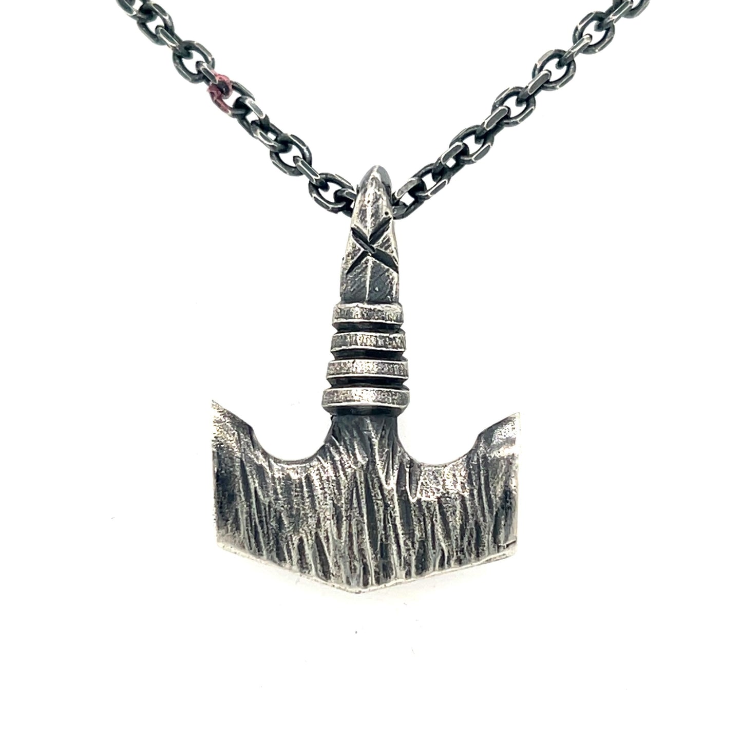 Hand Carved Sterling Silver Mjolnir Pendant - Thor's Hammer Necklace