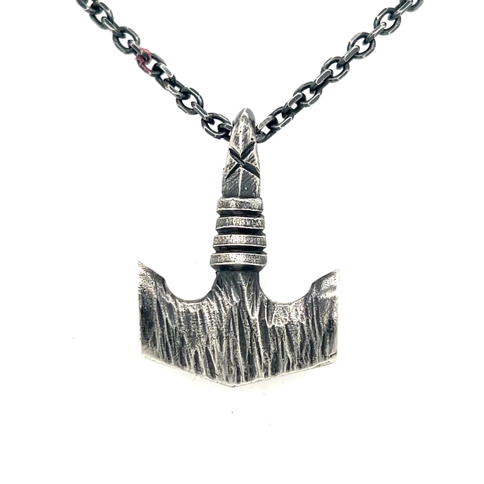 Hand Carved Sterling Silver Mjolnir Pendant - Thor's Hammer Necklace