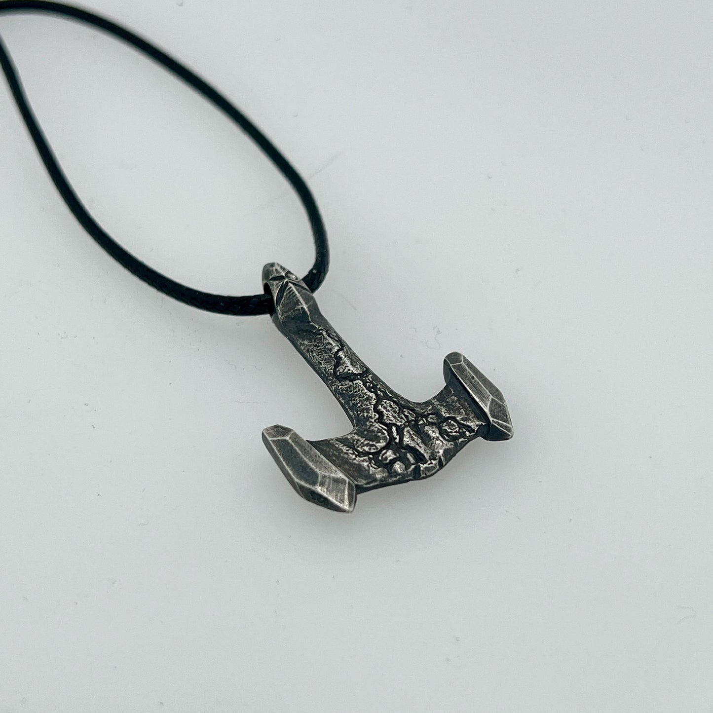 Hand Carved Sterling Silver Mjolnir Pendant, Thor Hammer Necklace