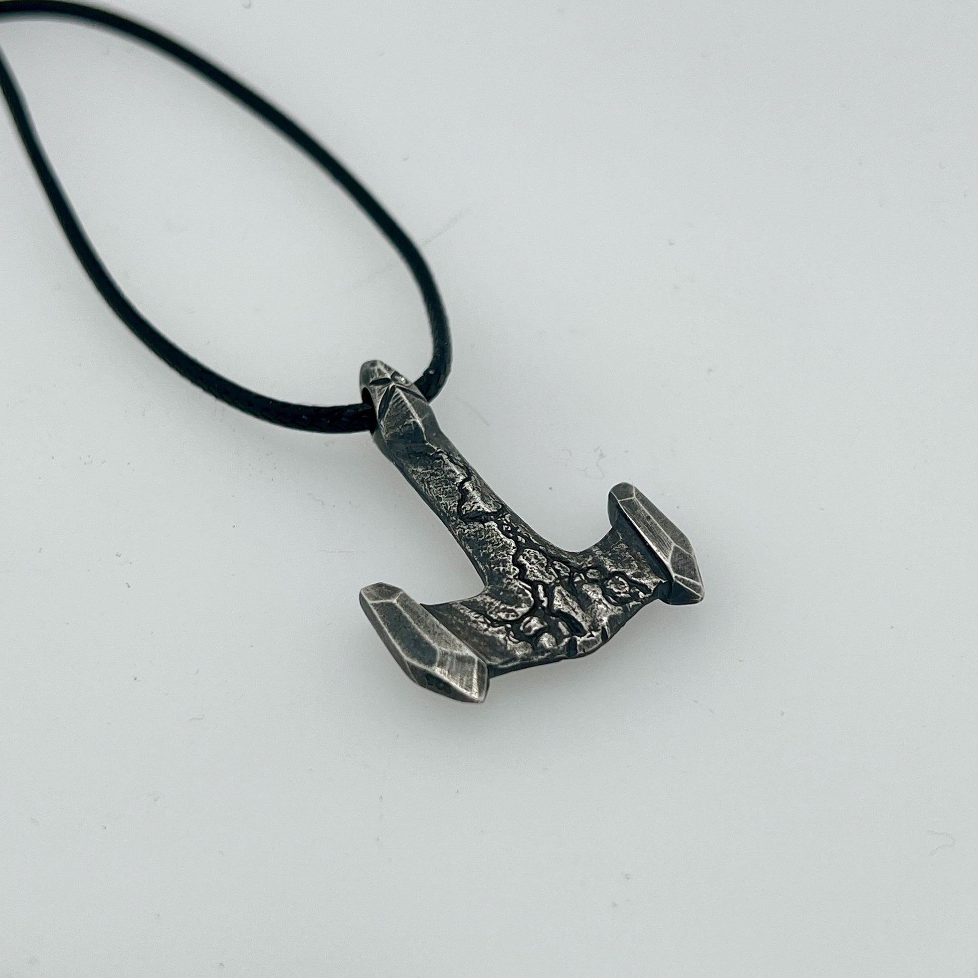 Hand Carved Sterling Silver Mjolnir Pendant, Thor Hammer Necklace