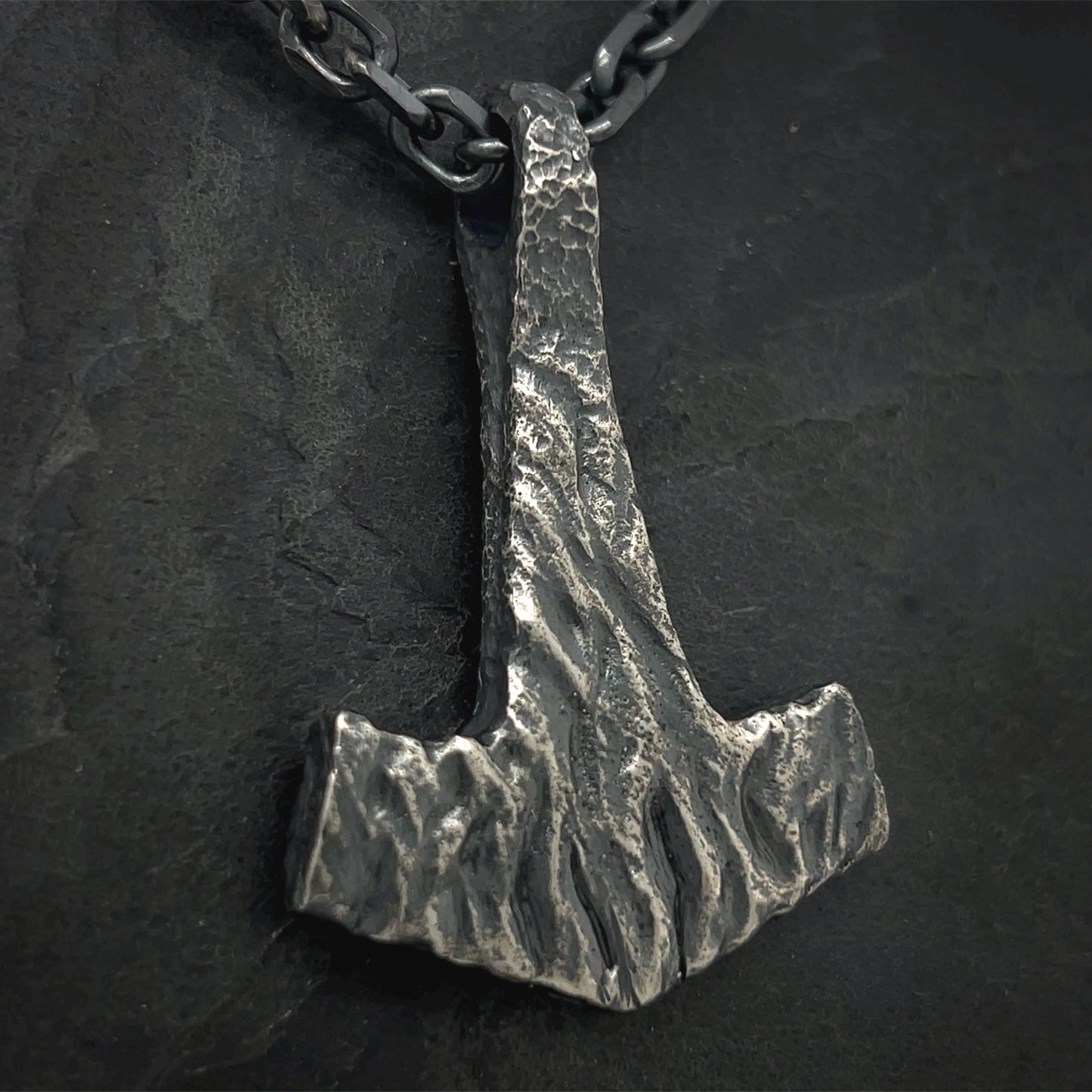 Large Battleworn Sterling Silver Mjolnir Pendant: Thor's Hammer Necklace