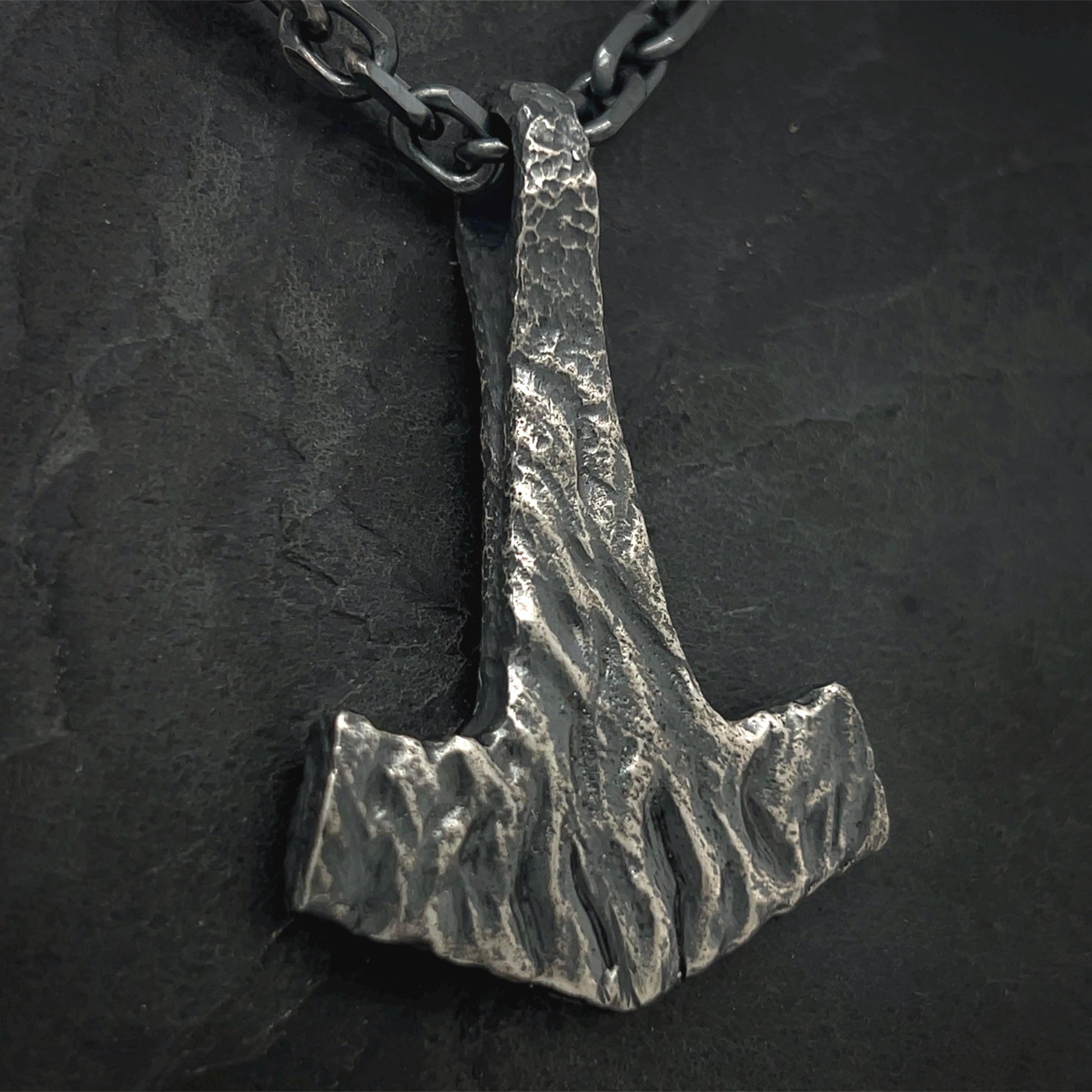 Large Battleworn Sterling Silver Mjolnir Pendant: Thor's Hammer Necklace