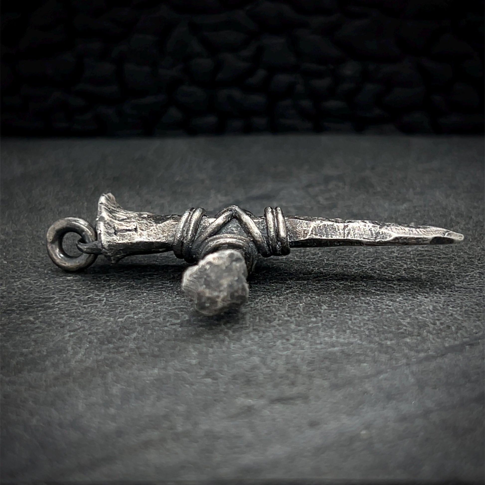 Oxidized Sterling Silver Nail Cross Pendant Necklace: Handmade Crucifix (51 mm)