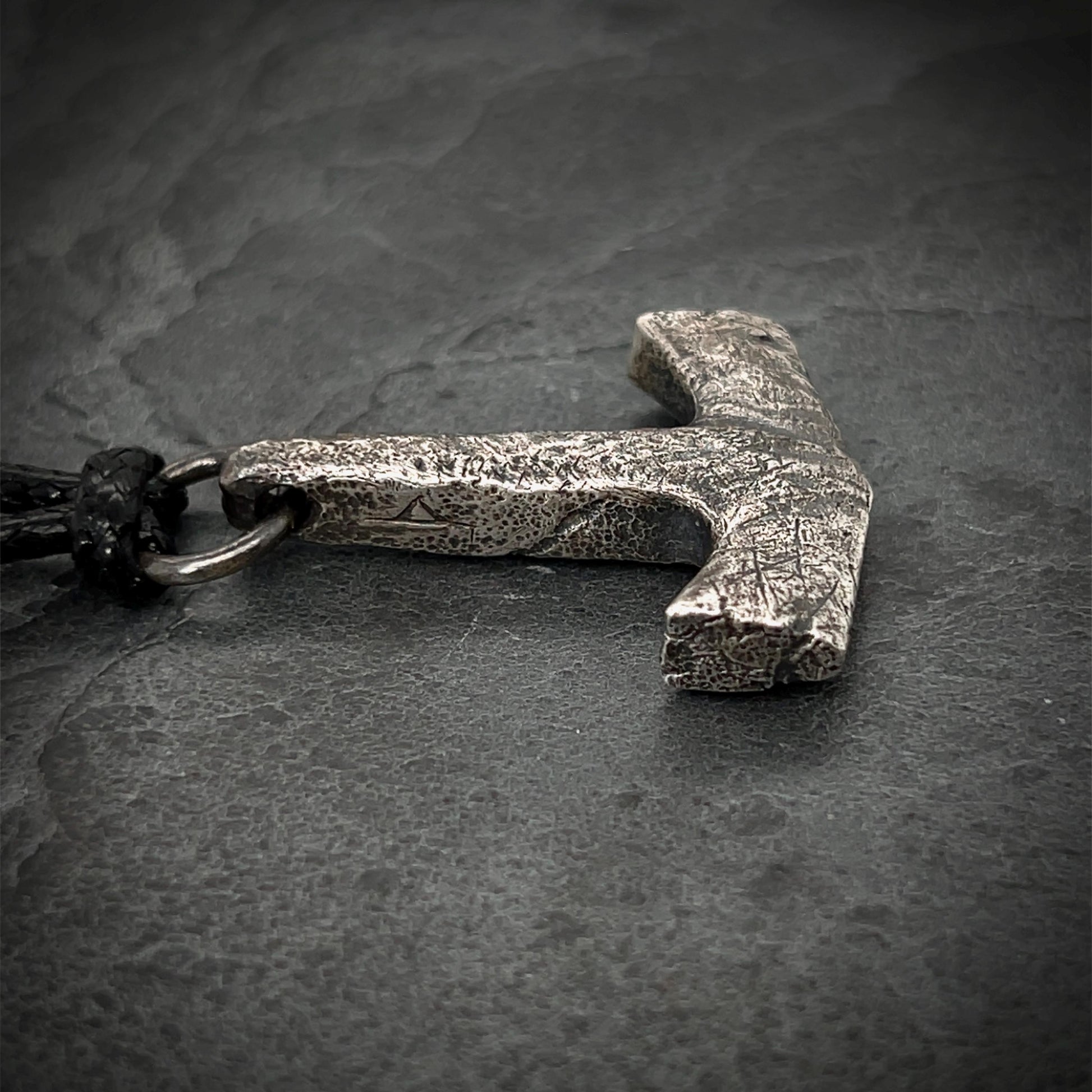 Battleworn Sterling Silver Mjolnir Pendant: Thurisaz Rune, Handcrafted Thor's Hammer