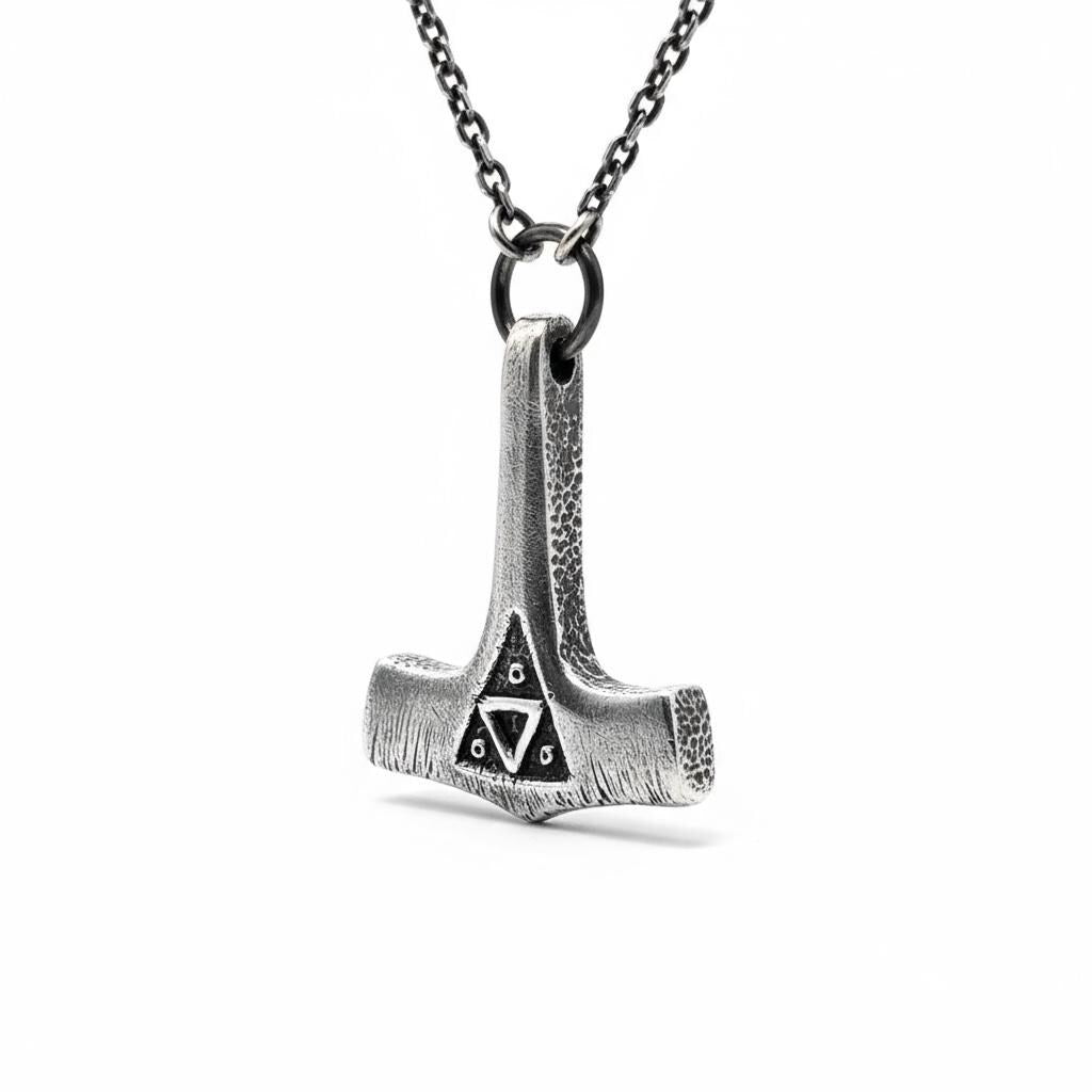 Sterling Silver Mjolnir Pendant : Gydingsgård inspired, Handcrafted Thor's Hammer
