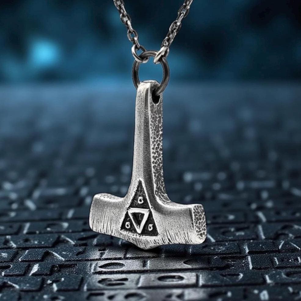 Sterling Silver Mjolnir Pendant : Gydingsgård inspired, Handcrafted Thor's Hammer