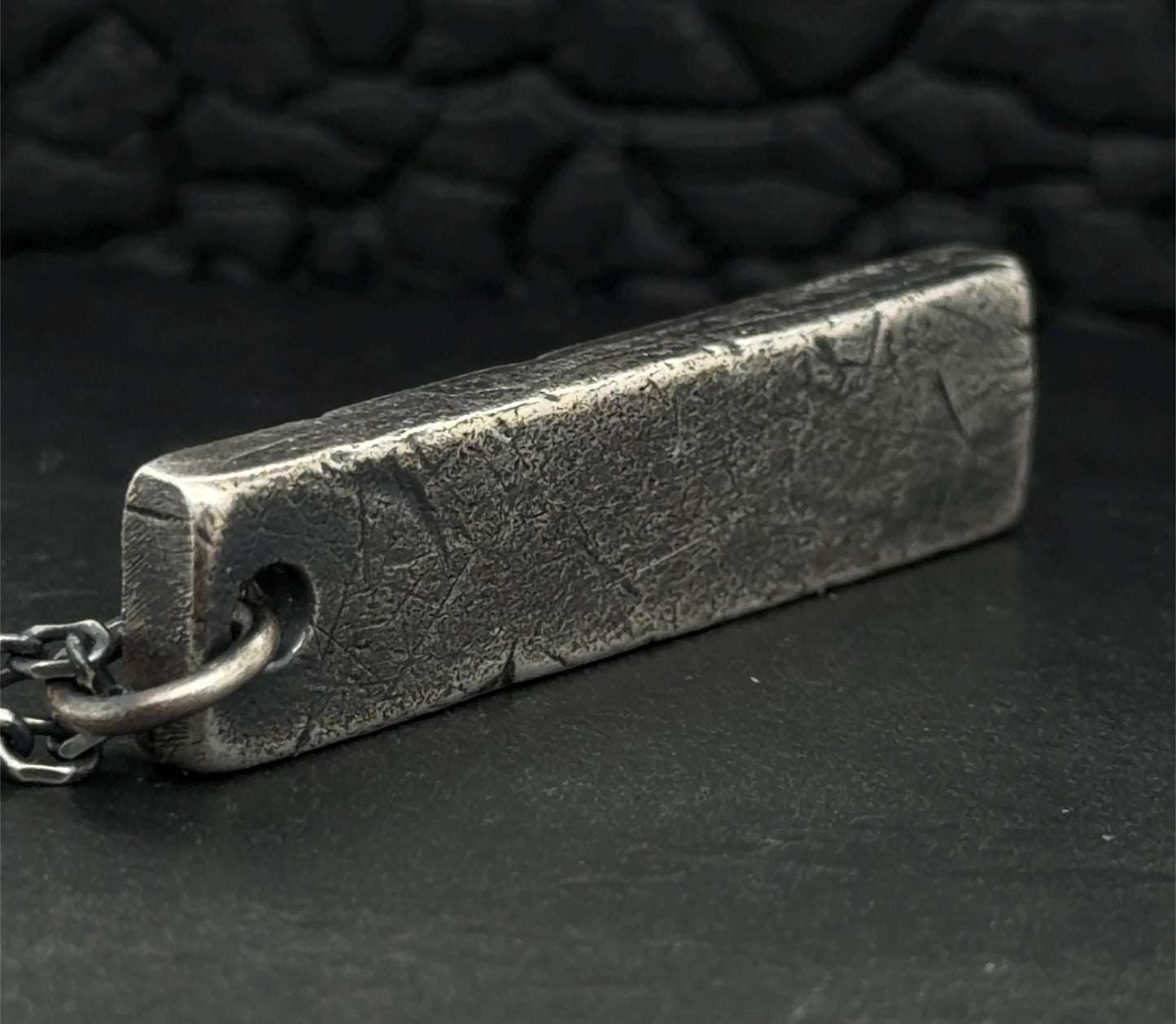 Industrial Bar Pendant in Oxidised Sterling Silver