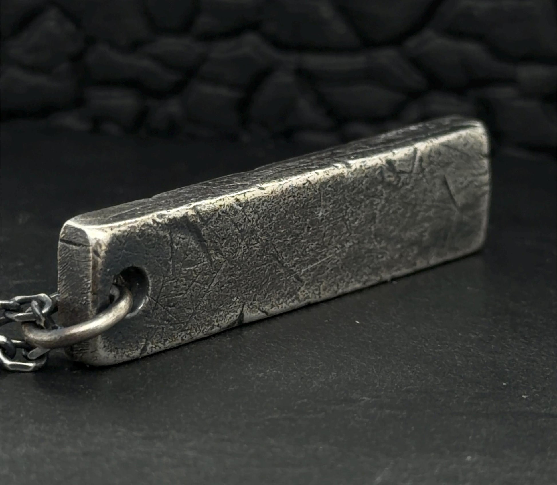 Industrial Bar Pendant in Oxidised Sterling Silver