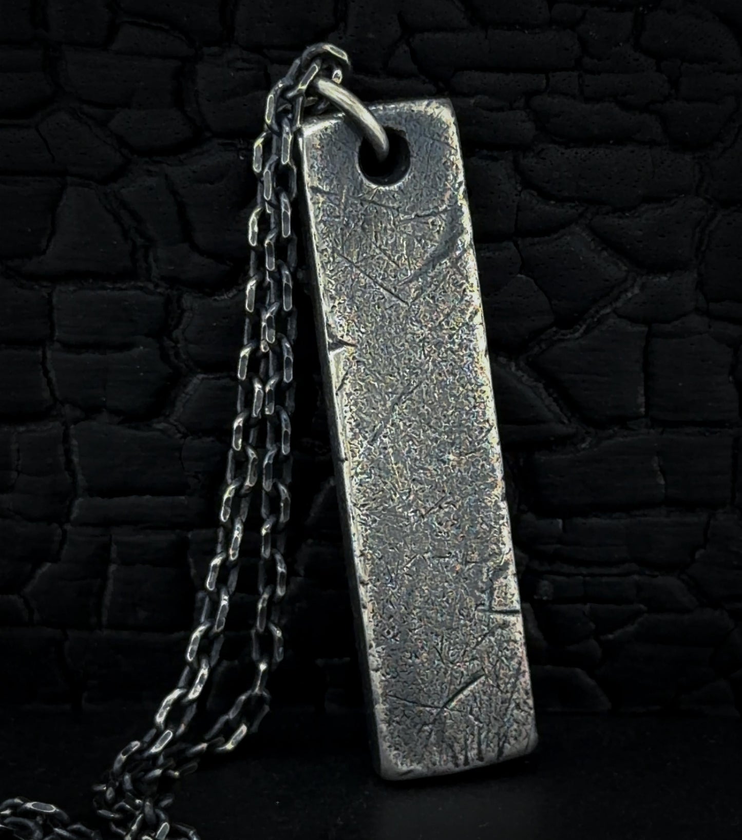 Industrial Bar Pendant in Oxidised Sterling Silver