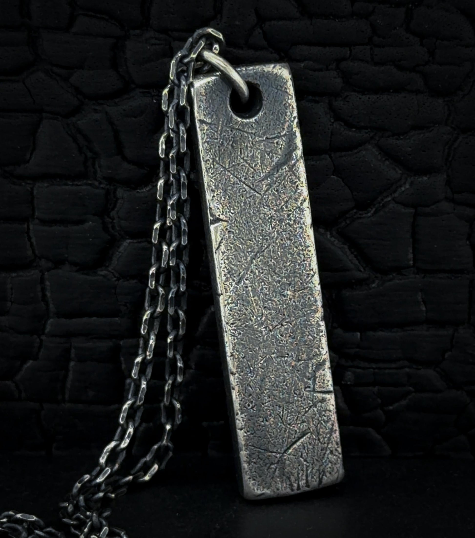 Industrial Bar Pendant in Oxidised Sterling Silver