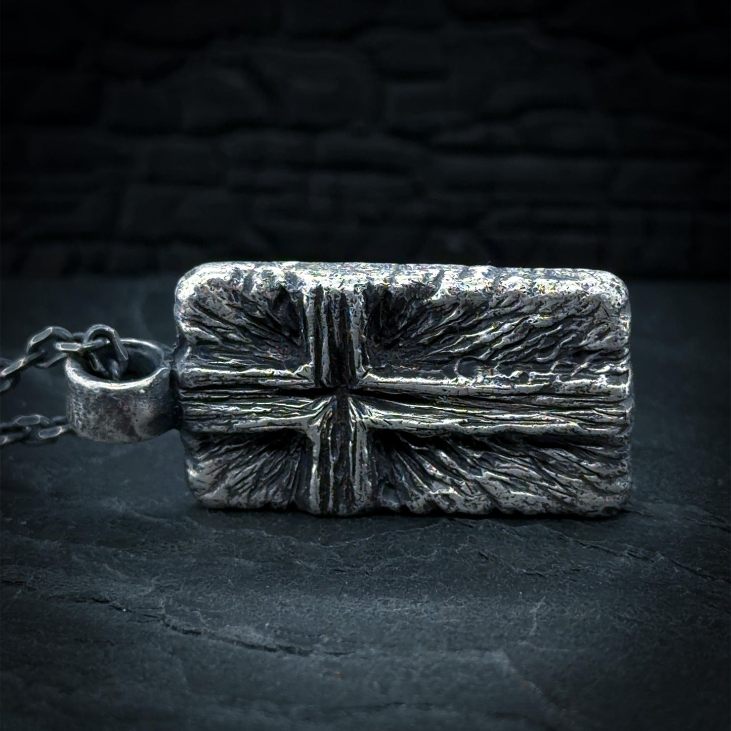 Radiating Cross Pendant in Oxidised Sterling Silver