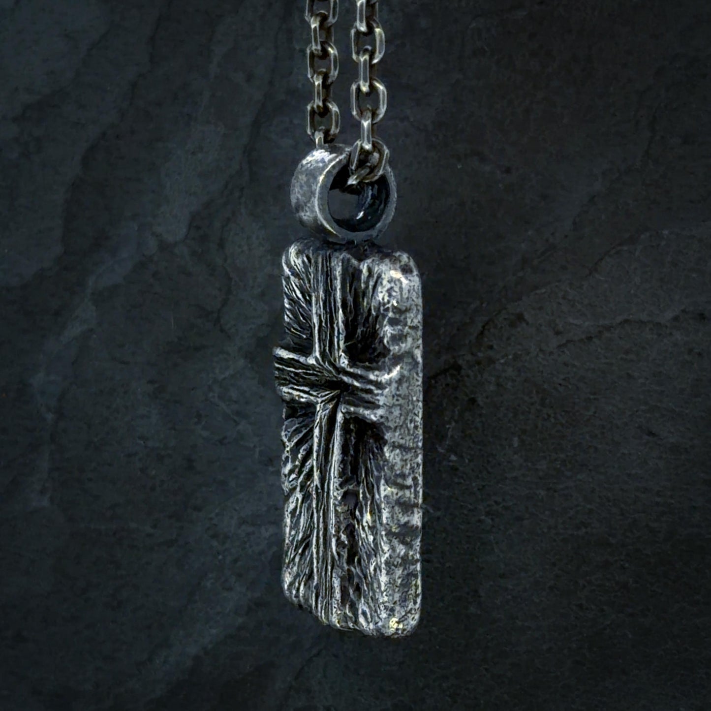 Radiating Cross Pendant in Oxidised Sterling Silver