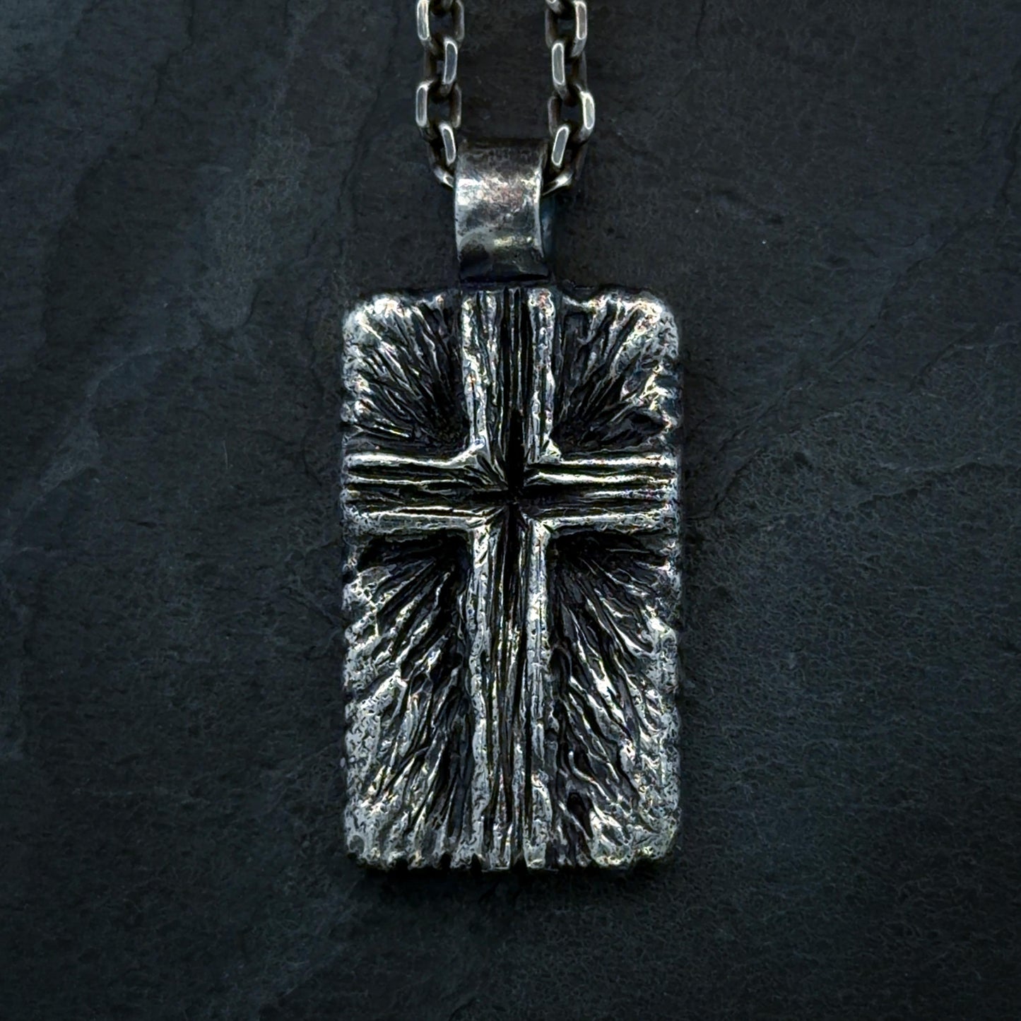 Radiating Cross Pendant in Oxidised Sterling Silver