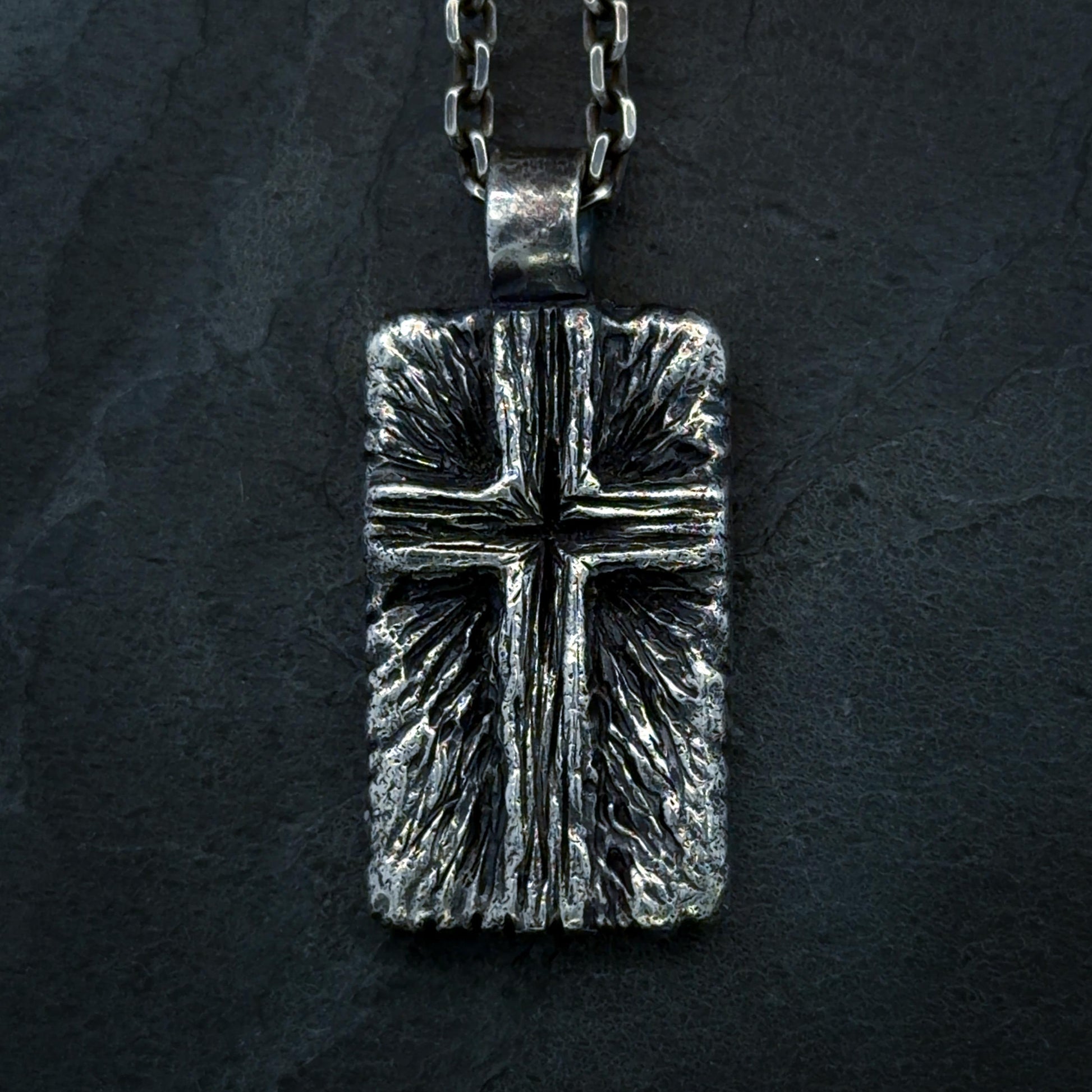 Radiating Cross Pendant in Oxidised Sterling Silver