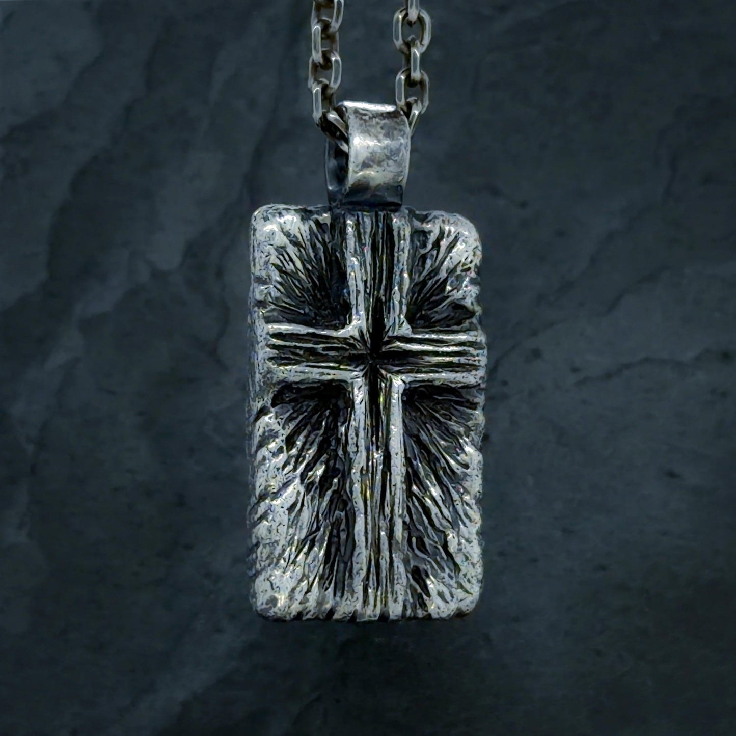 Radiating Cross Pendant in Oxidised Sterling Silver
