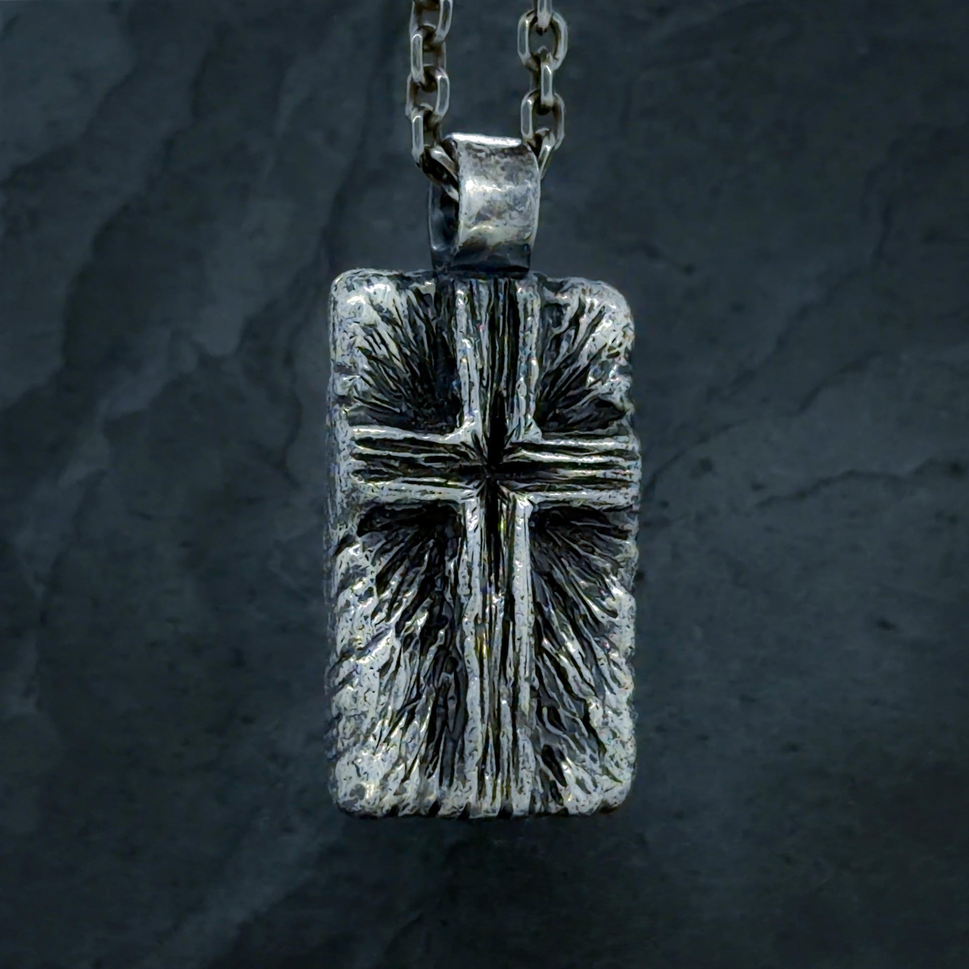 Radiating Cross Pendant in Oxidised Sterling Silver