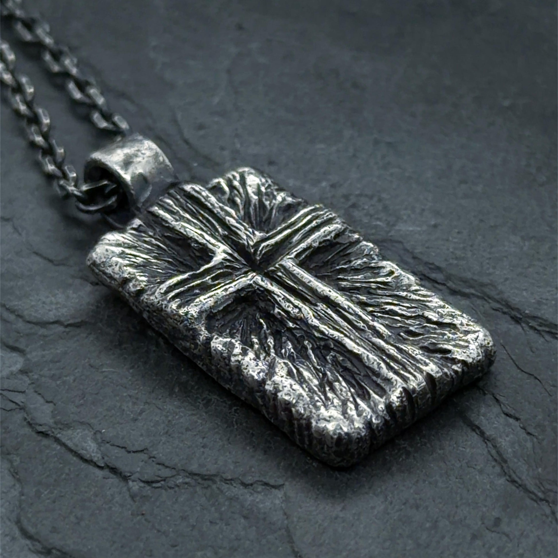 Radiating Cross Pendant in Oxidised Sterling Silver