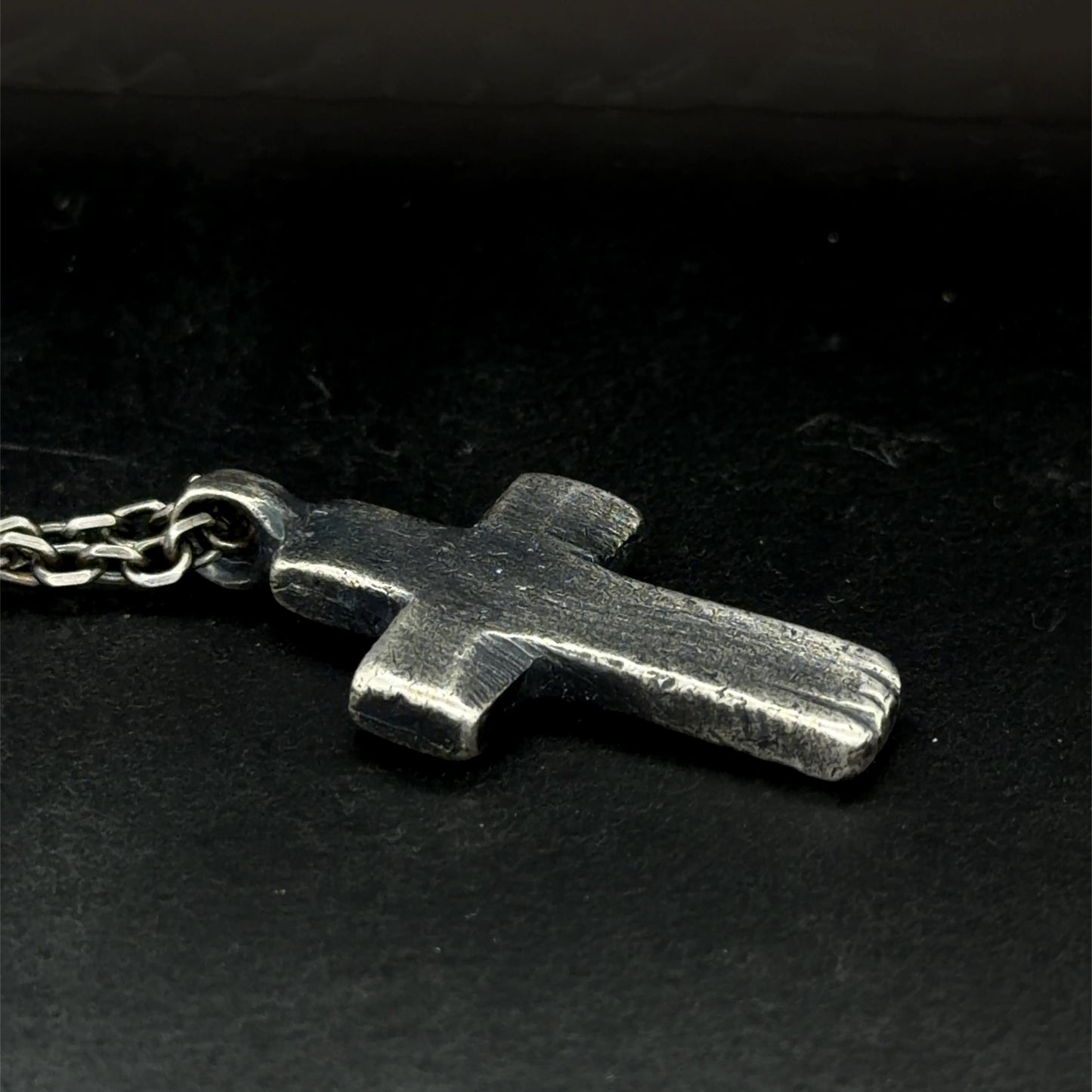Oxidized Sterling Silver Cross Necklace: Rustic Christian Pendant