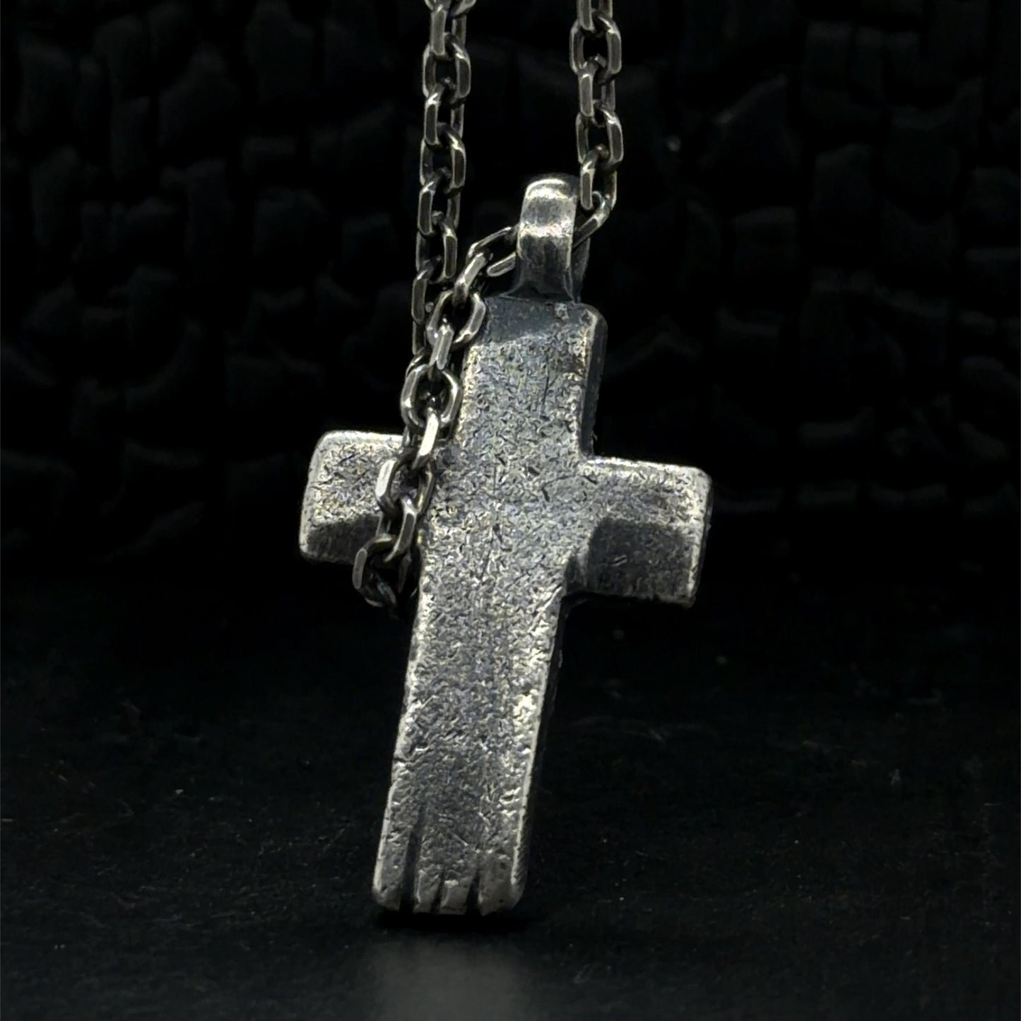 Oxidized Sterling Silver Cross Necklace: Rustic Christian Pendant