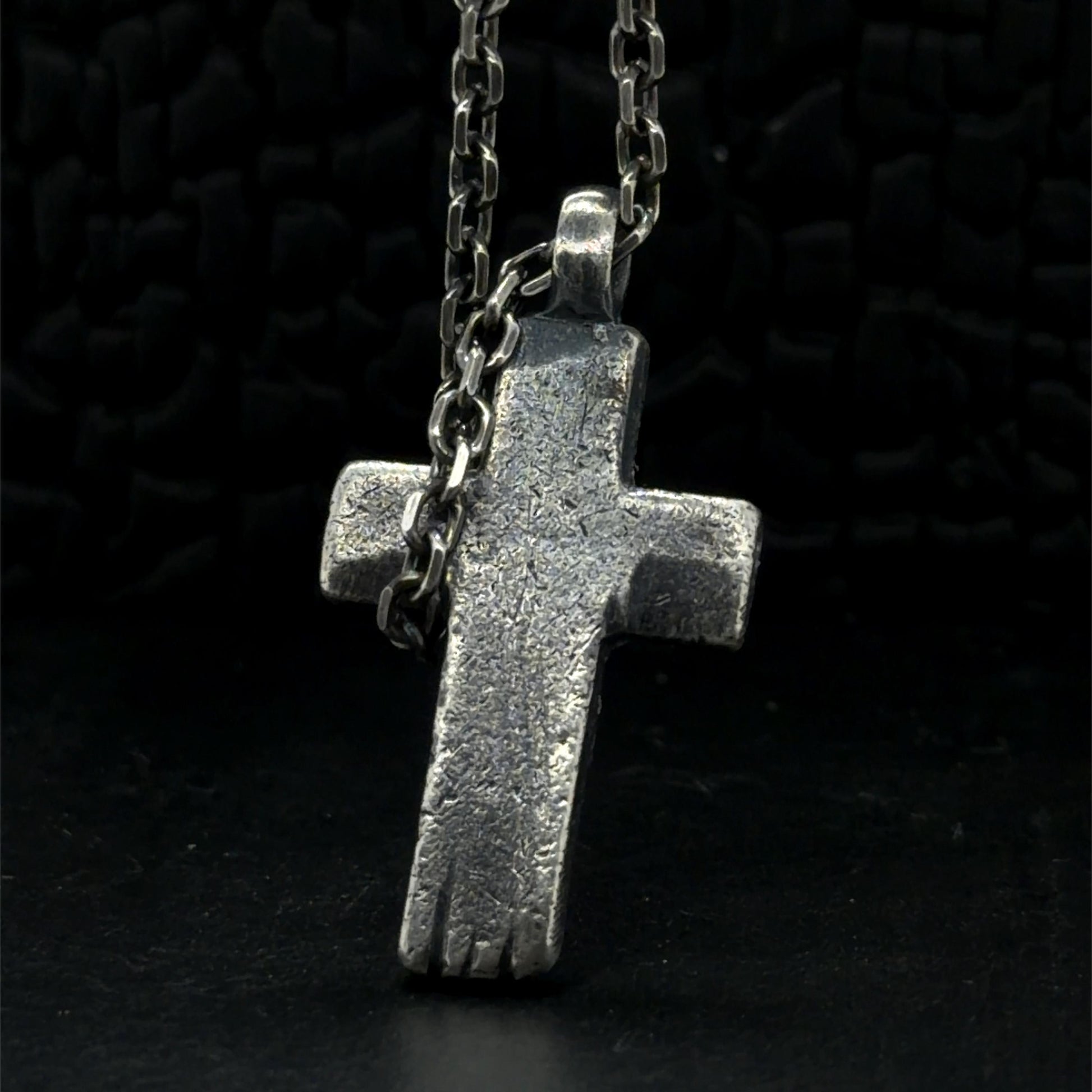 Oxidized Sterling Silver Cross Necklace: Rustic Christian Pendant