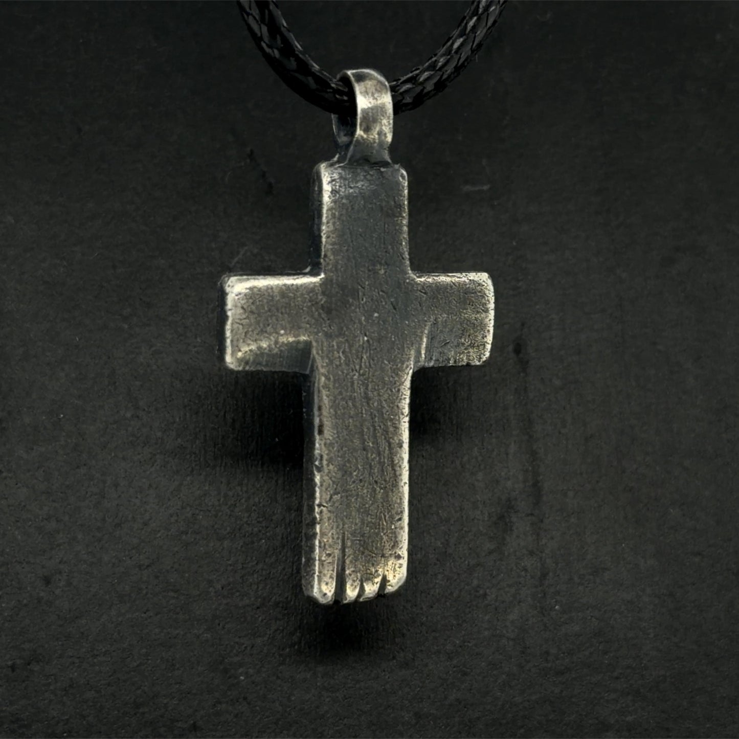 Oxidized Sterling Silver Cross Necklace: Rustic Christian Pendant