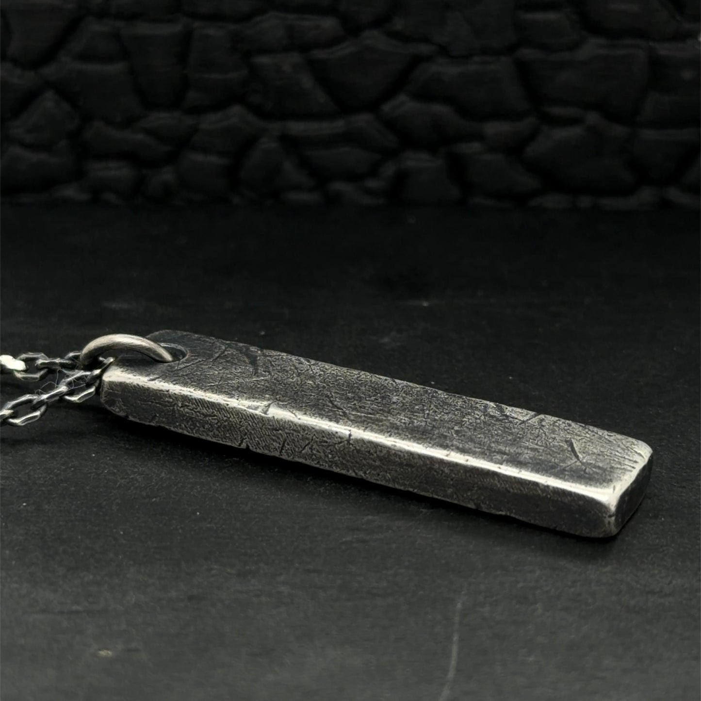 Industrial Bar Pendant in Oxidised Sterling Silver