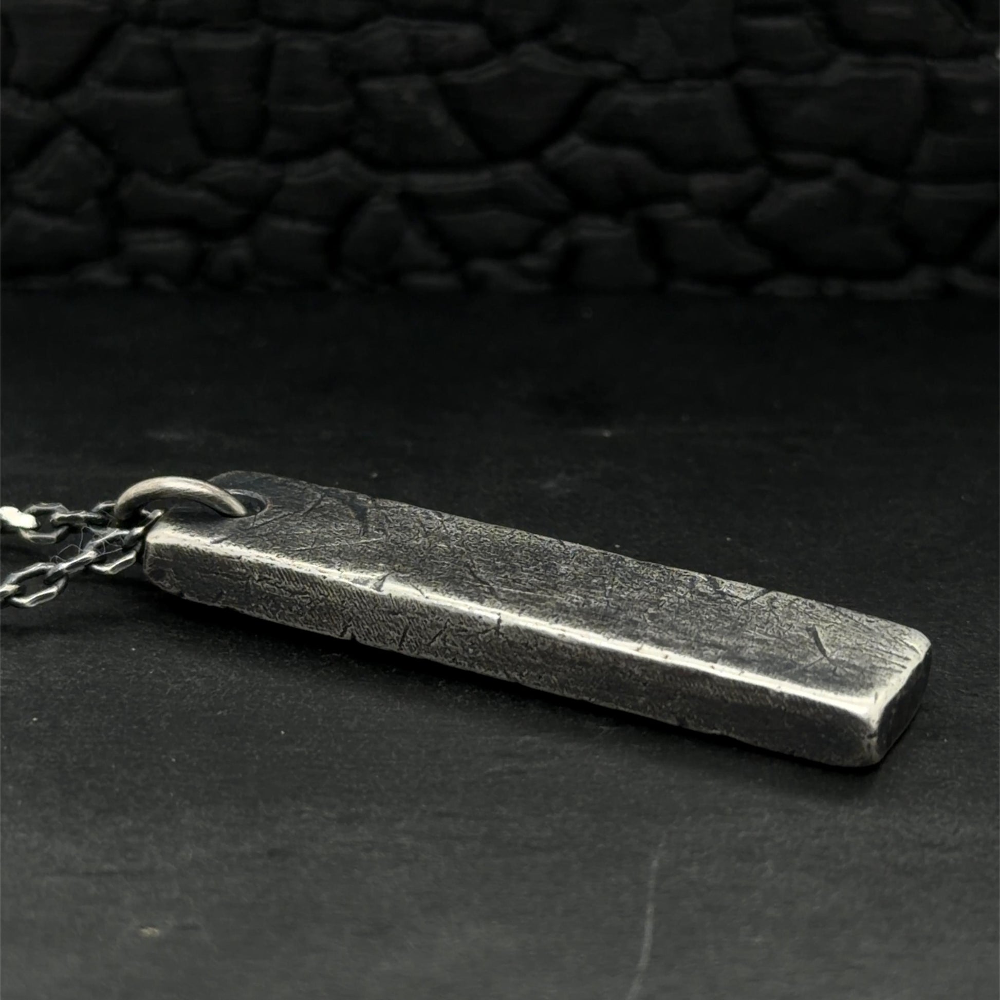 Industrial Bar Pendant in Oxidised Sterling Silver