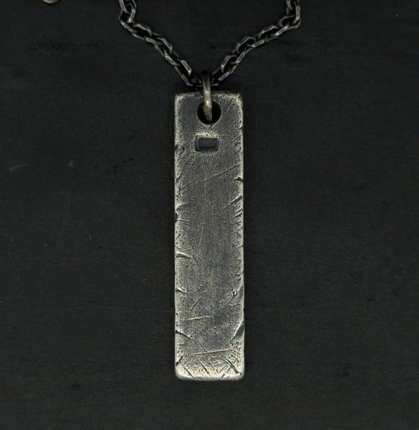 Industrial Bar Pendant in Oxidised Sterling Silver