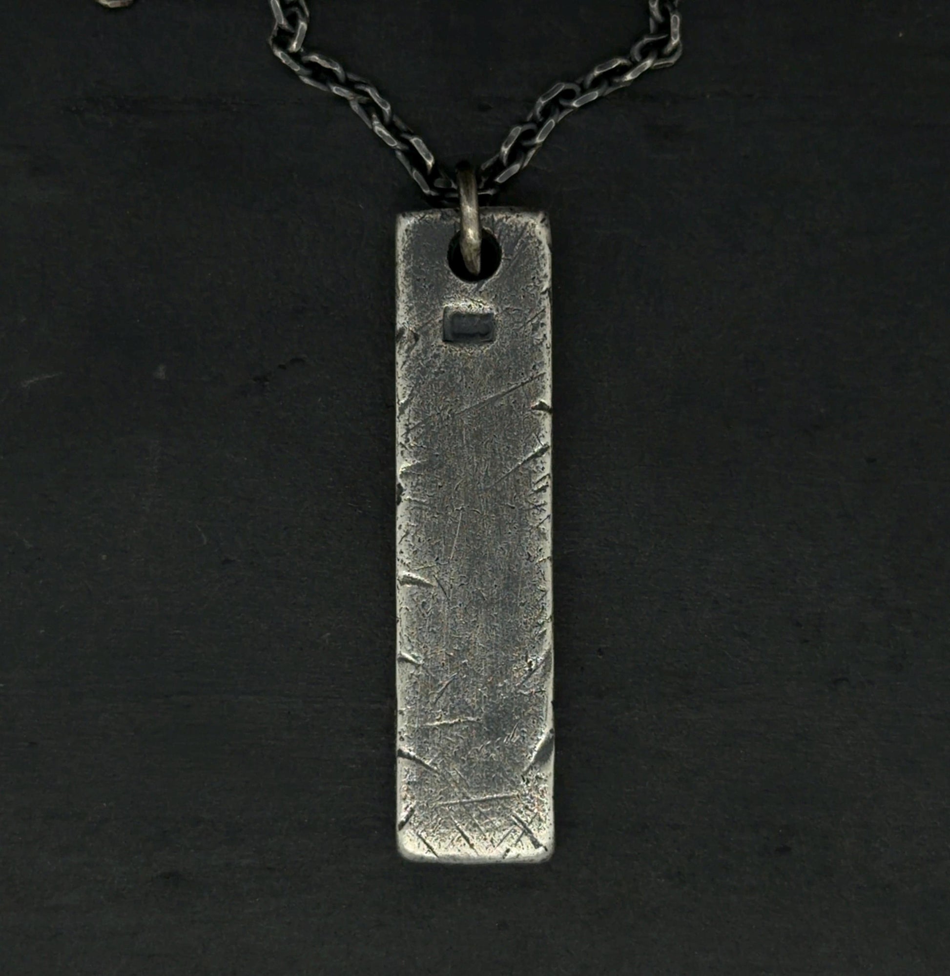 Industrial Bar Pendant in Oxidised Sterling Silver