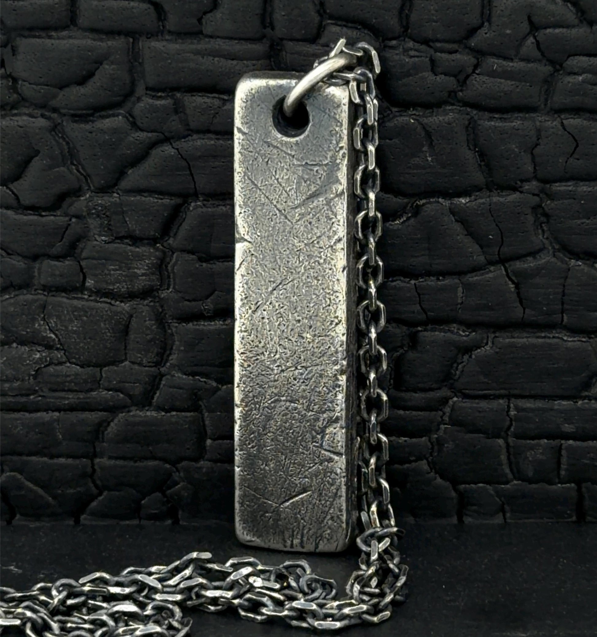 Industrial Bar Pendant in Oxidised Sterling Silver