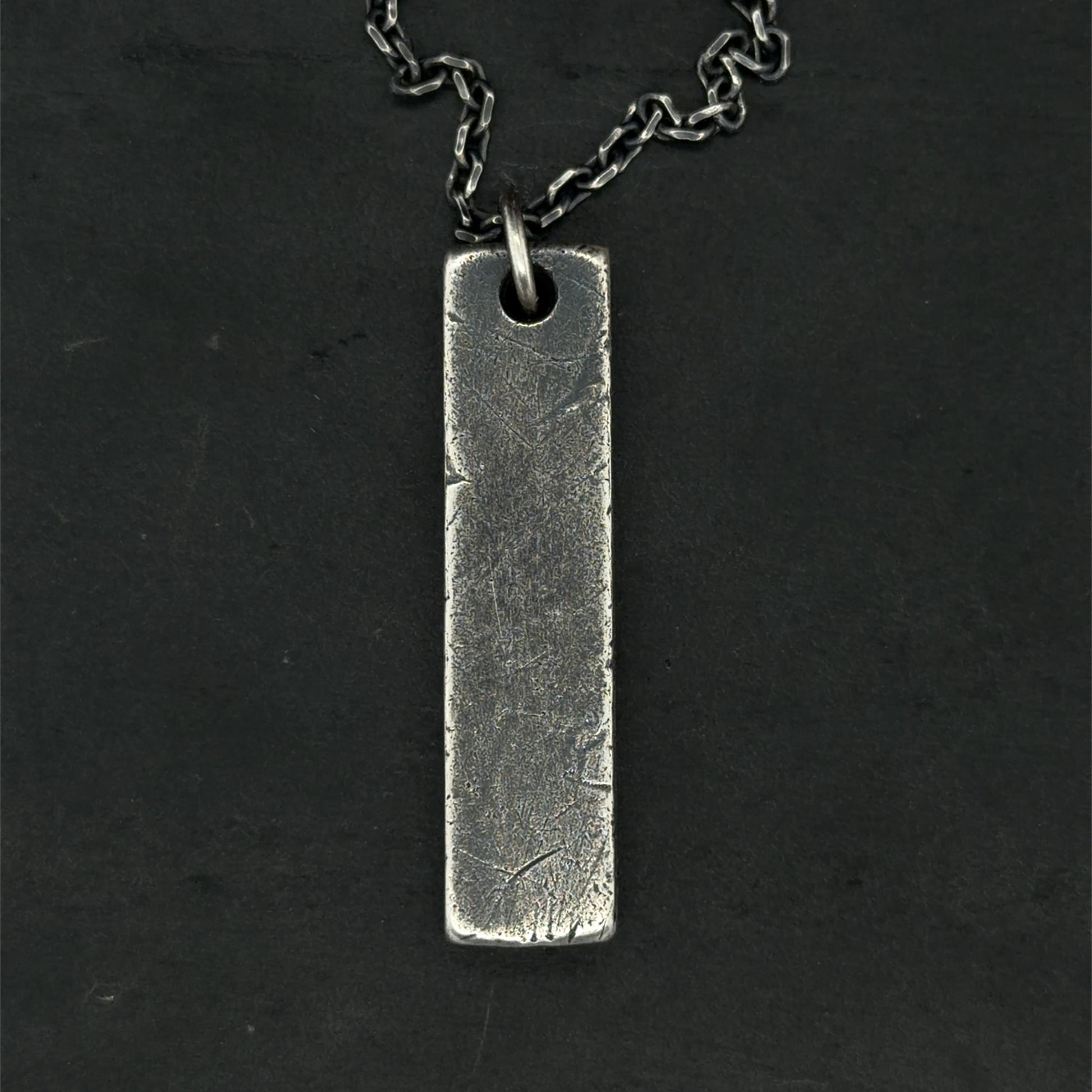 Industrial Bar Pendant in Oxidised Sterling Silver