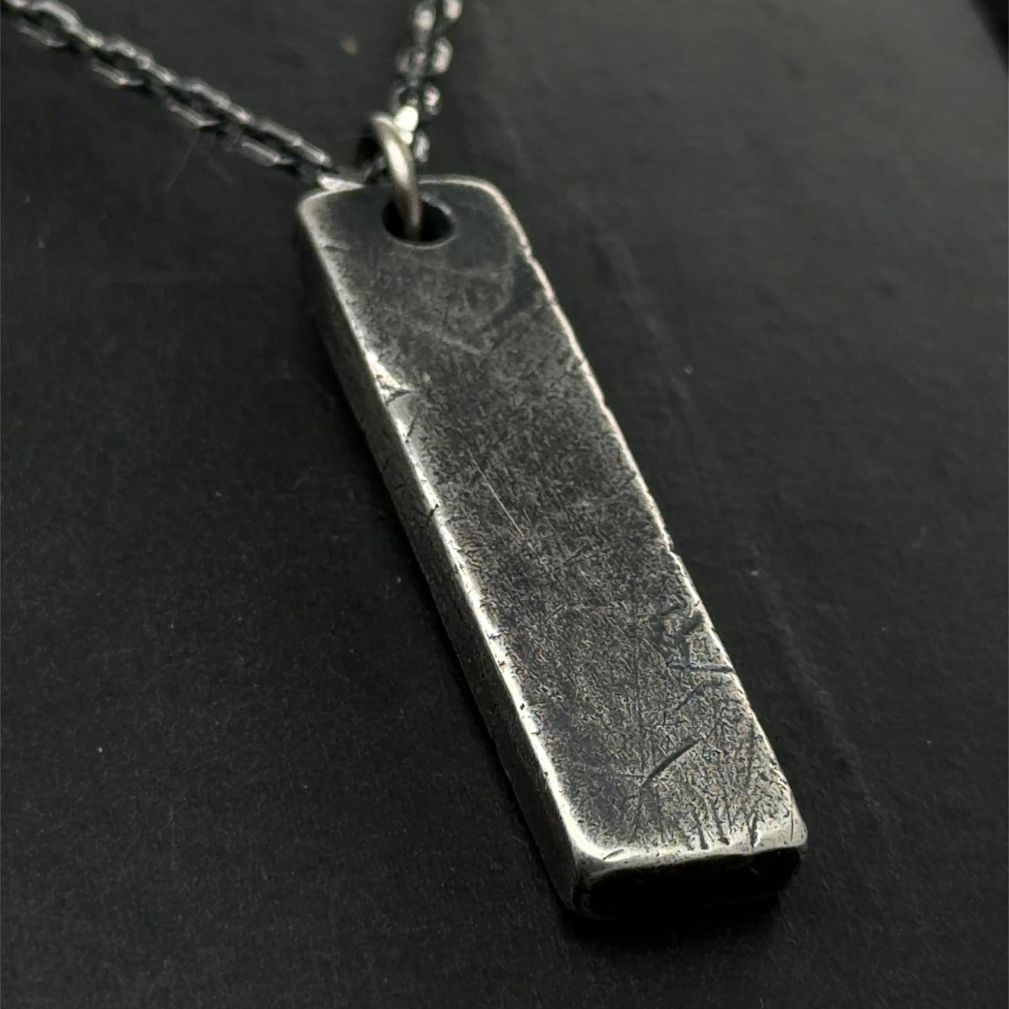 Industrial Bar Pendant in Oxidised Sterling Silver