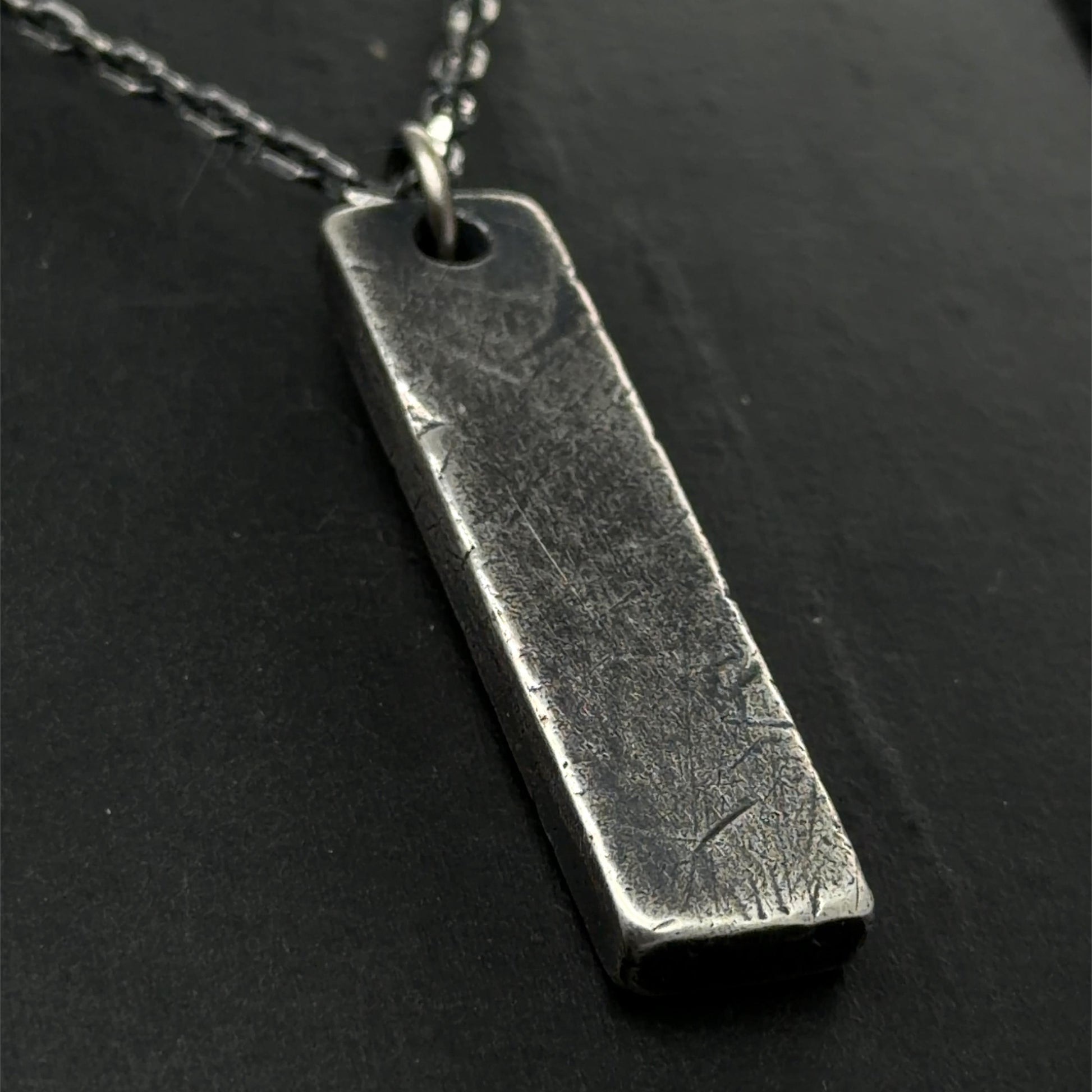 Industrial Bar Pendant in Oxidised Sterling Silver