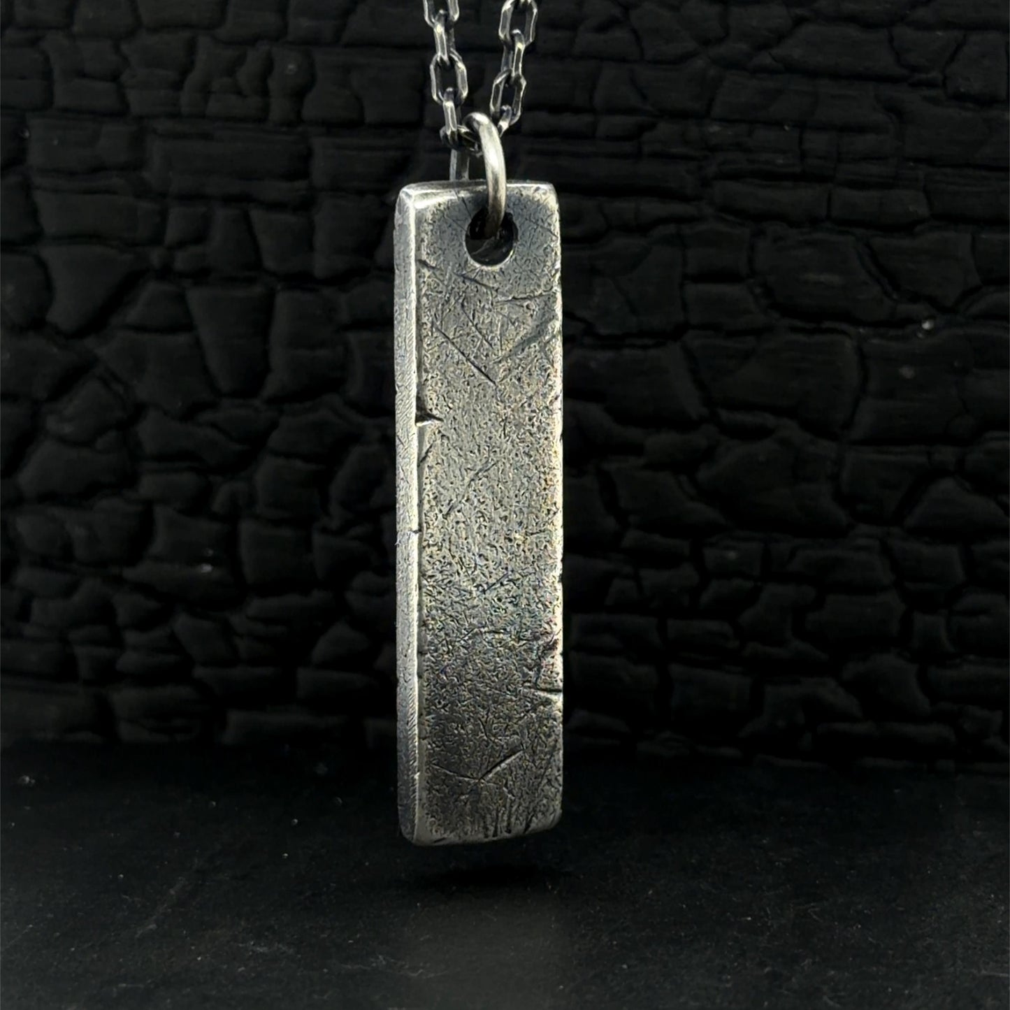 Industrial Bar Pendant in Oxidised Sterling Silver