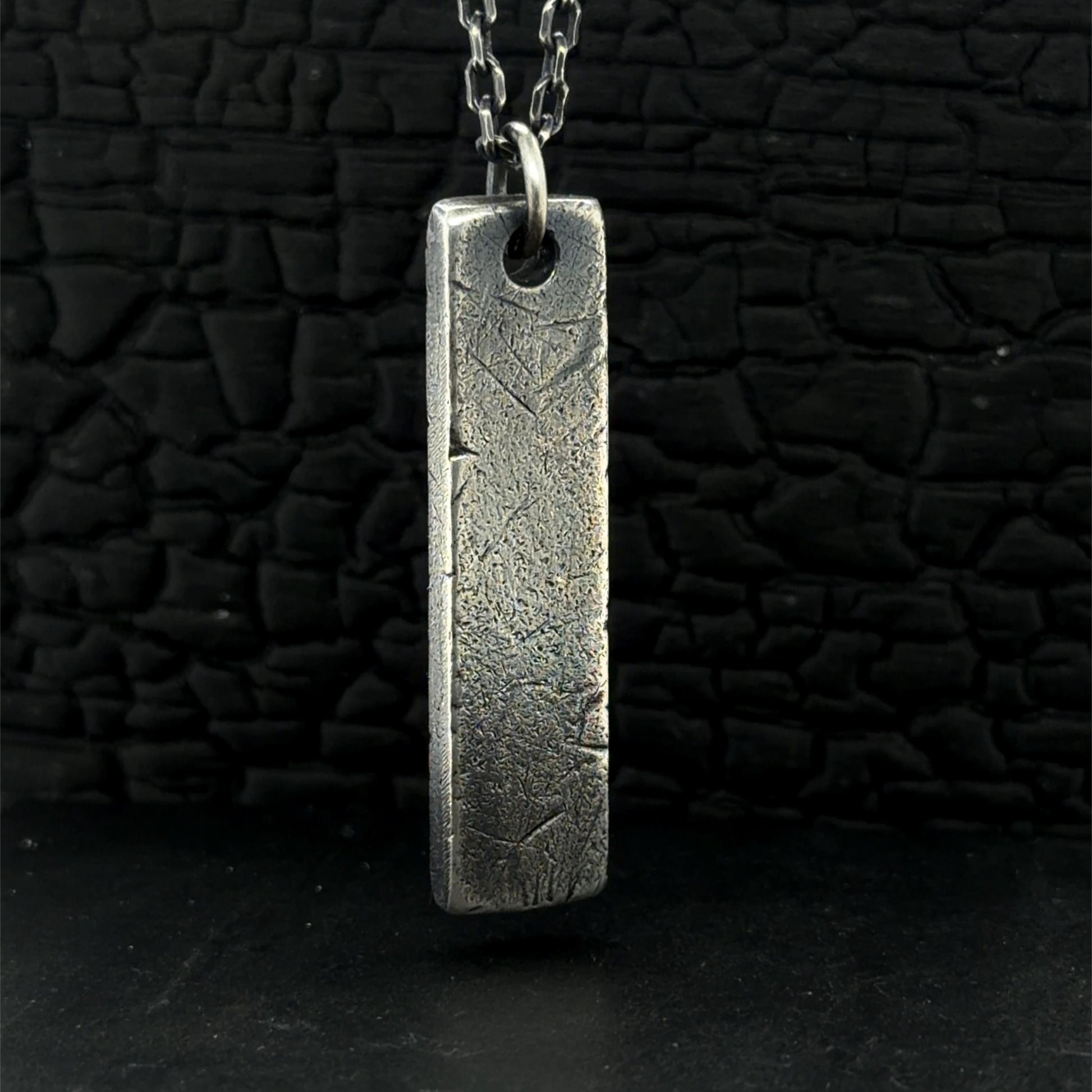 Industrial Bar Pendant in Oxidised Sterling Silver