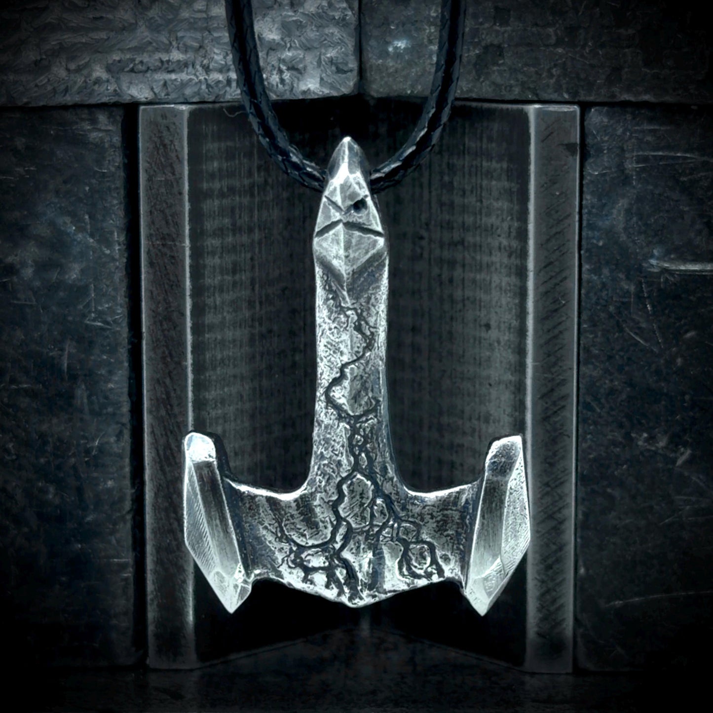 Hand Carved Sterling Silver Mjolnir Pendant, Thor Hammer Necklace