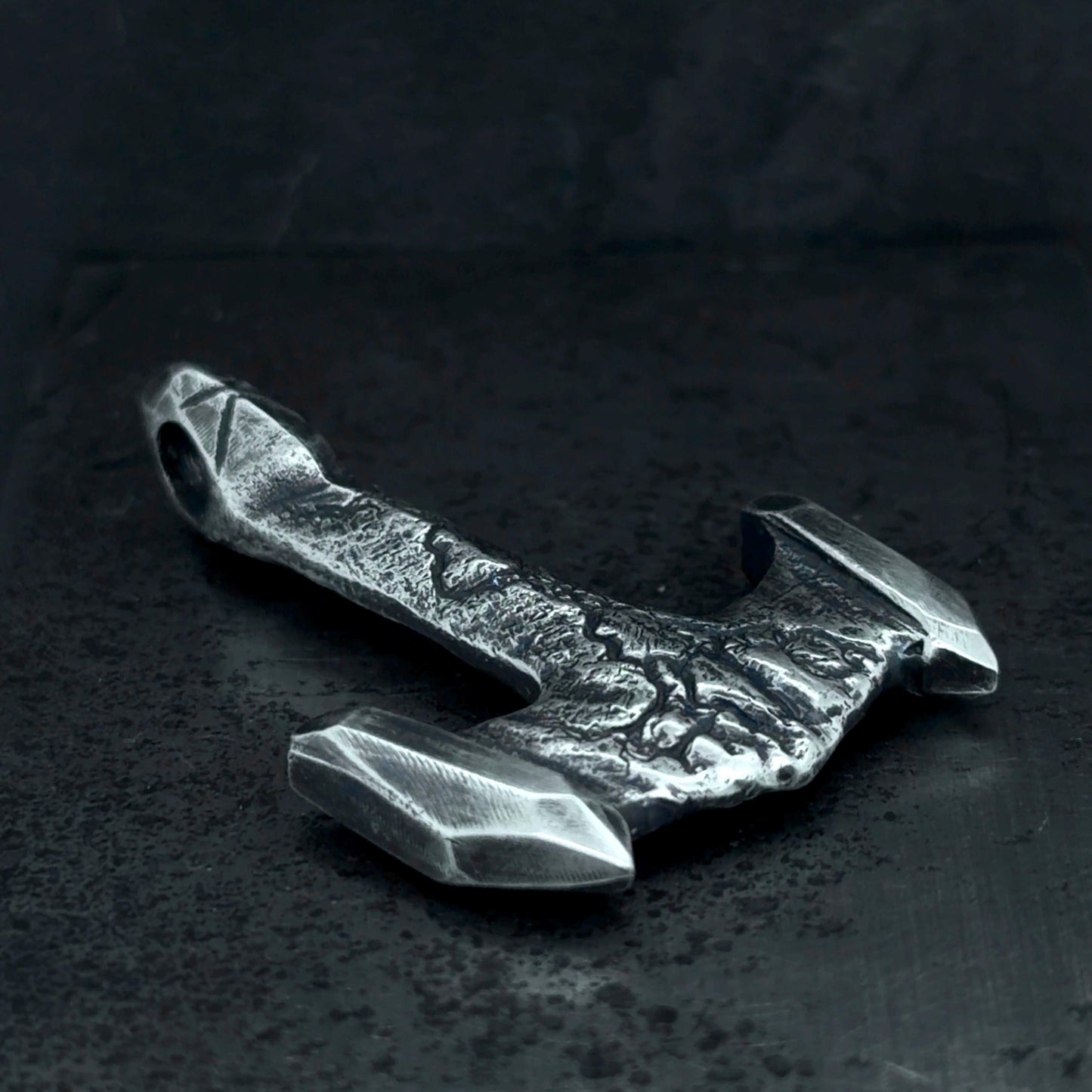 Hand Carved Sterling Silver Mjolnir Pendant, Thor Hammer Necklace