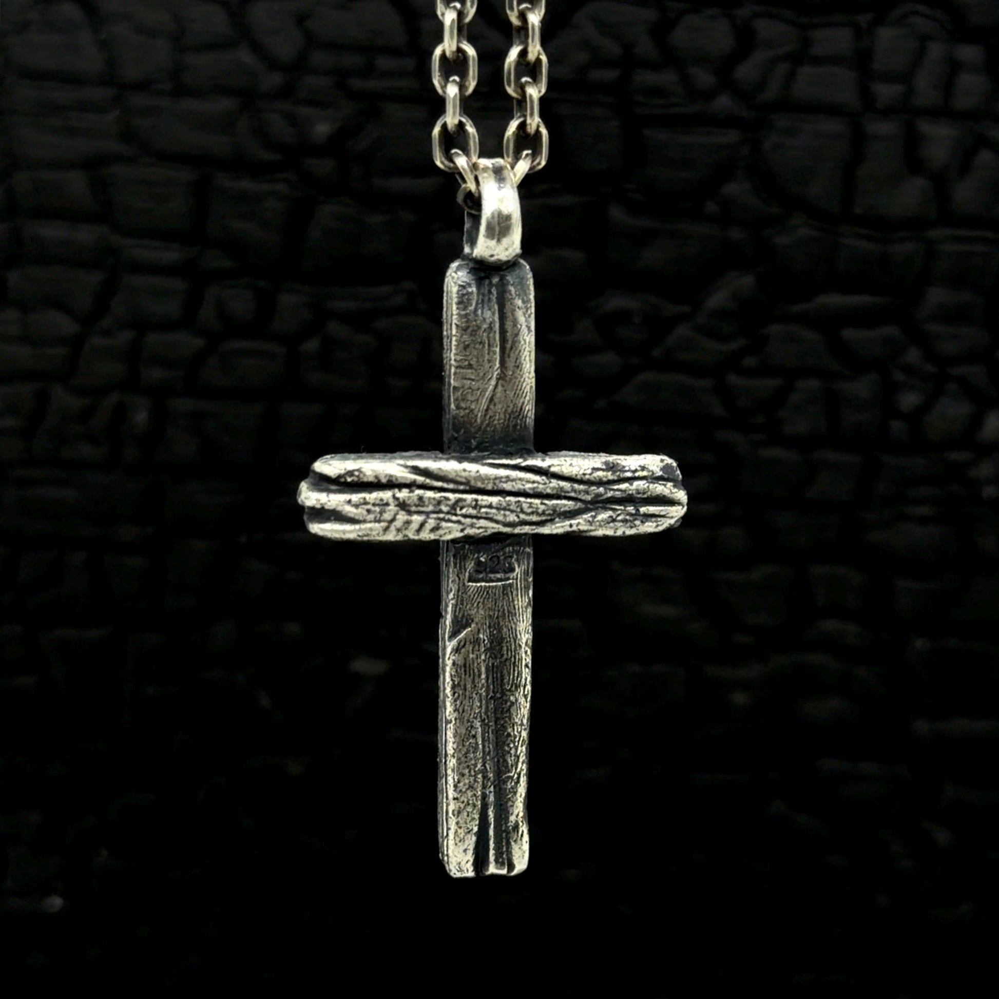 Rustic Cross Necklace for Men – Sterling Silver Christian Pendant