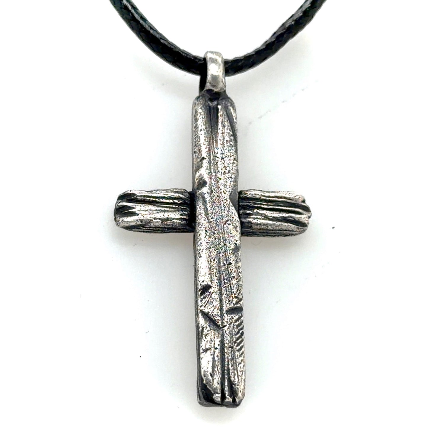 Rustic Cross Necklace for Men – Sterling Silver Christian Pendant