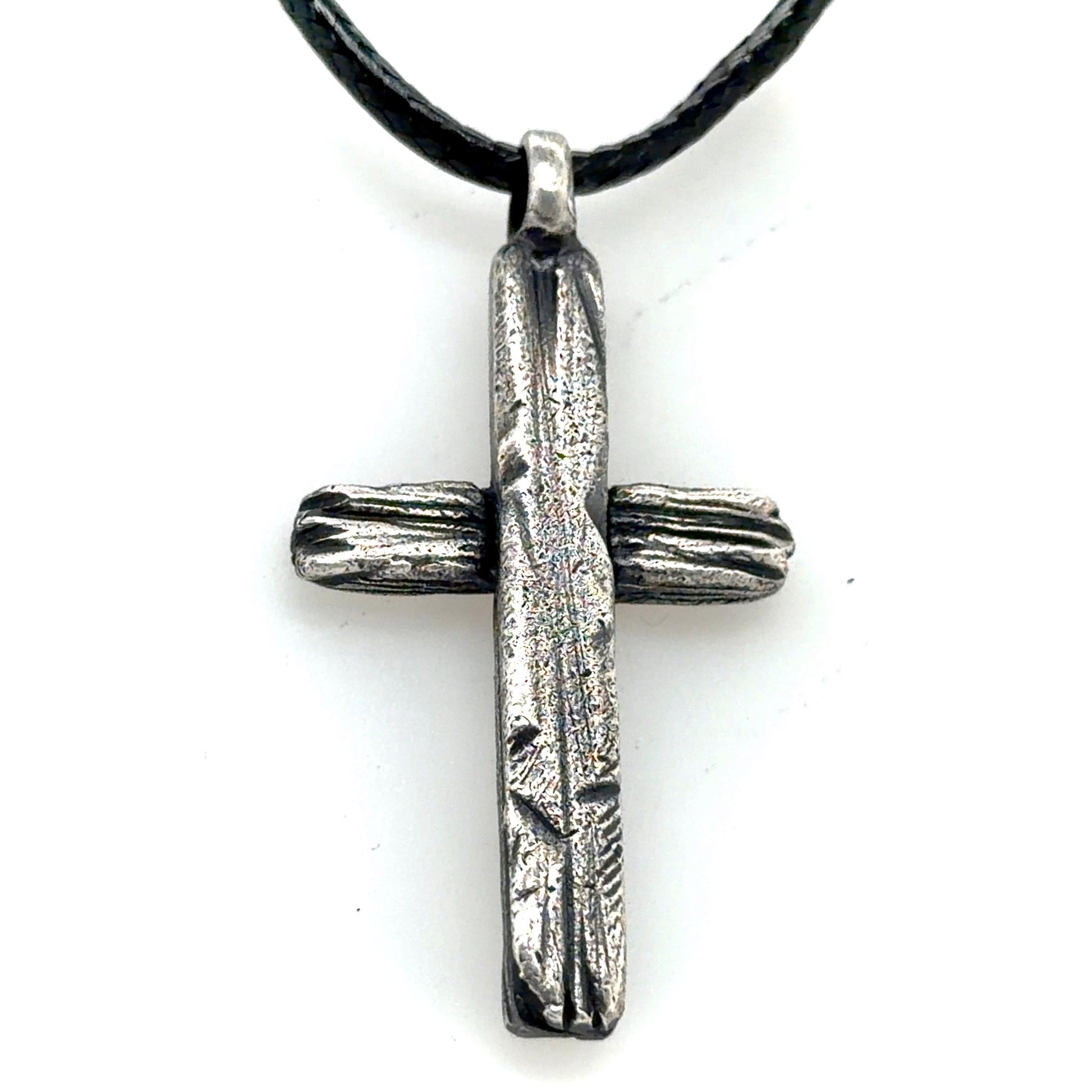 Rustic Cross Necklace for Men – Sterling Silver Christian Pendant